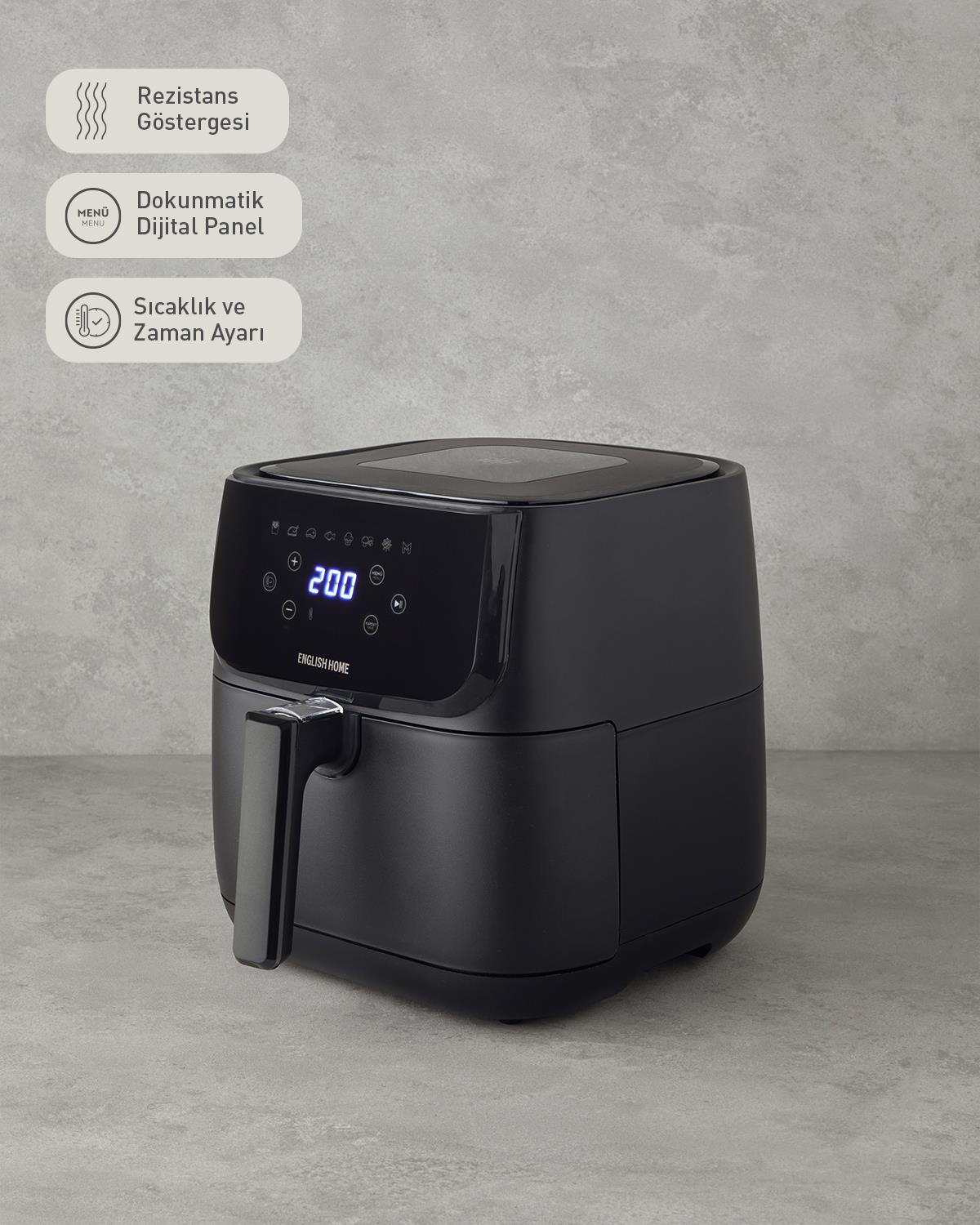 English Home AIF 2001 Dijital Çıkarılabilir Sepetli Air Fryer XL Siyah