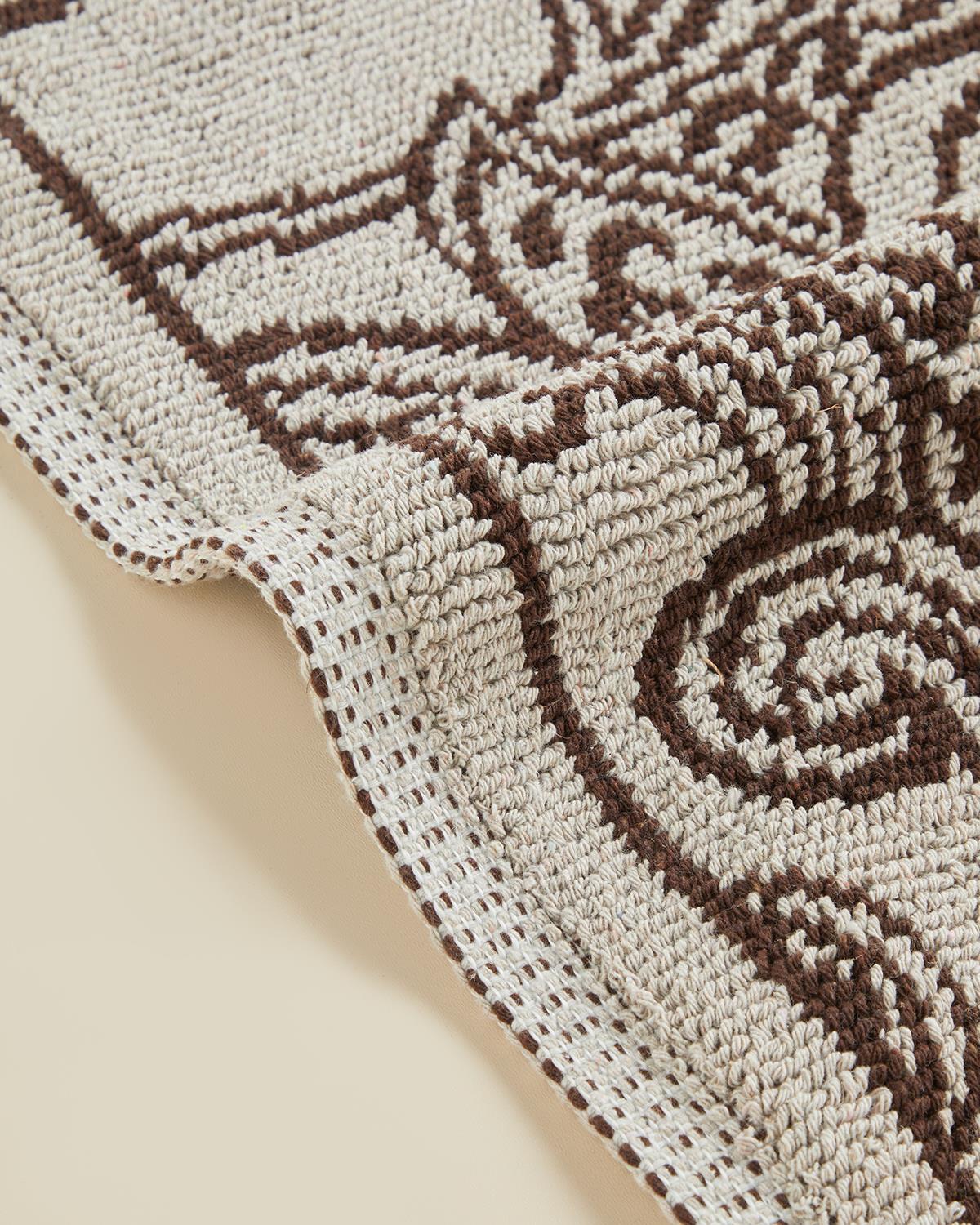 Etnich Pamuklu Bukle Kilim 120x180 cm Bej - Kahve