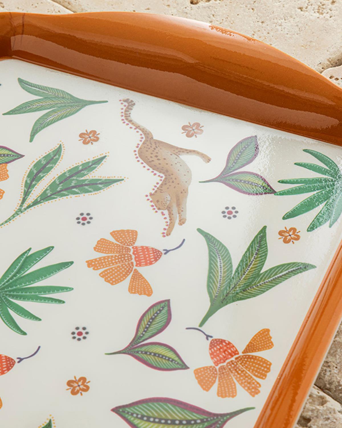 Exotic Flower Melamin Tepsi Sarı