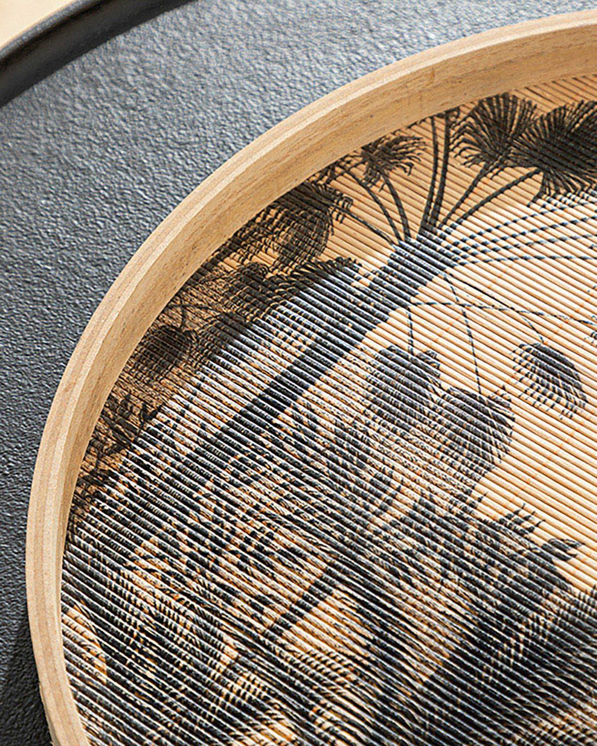 Exotic Palm Bambu Dekoratif Tepsi Natural-Siyah