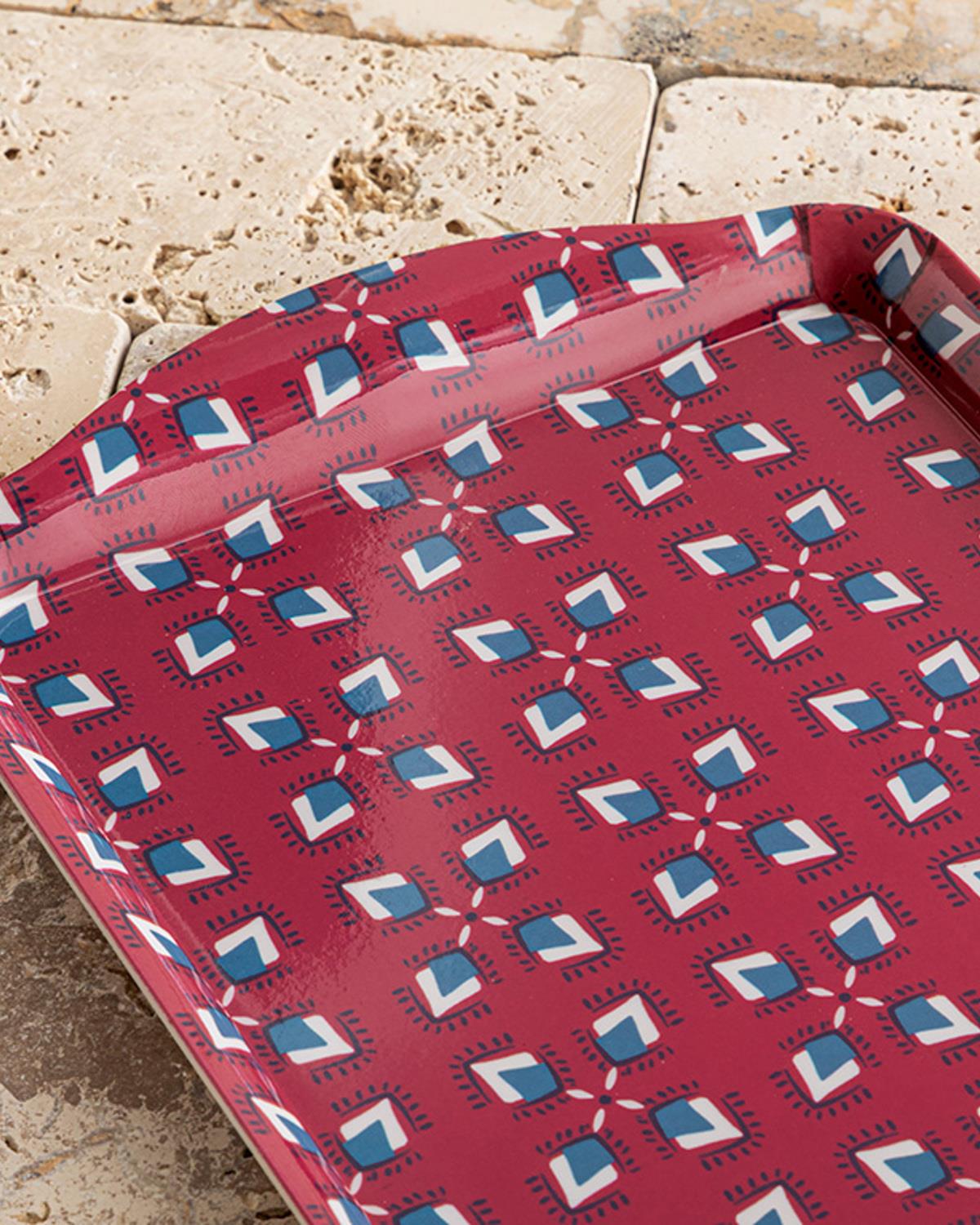 Exotic Square Melamin Tepsi Pembe