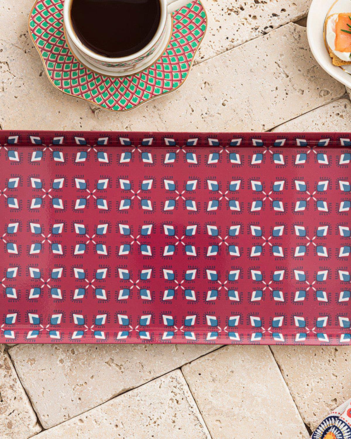 Exotic Square Melamin Tepsi Pembe