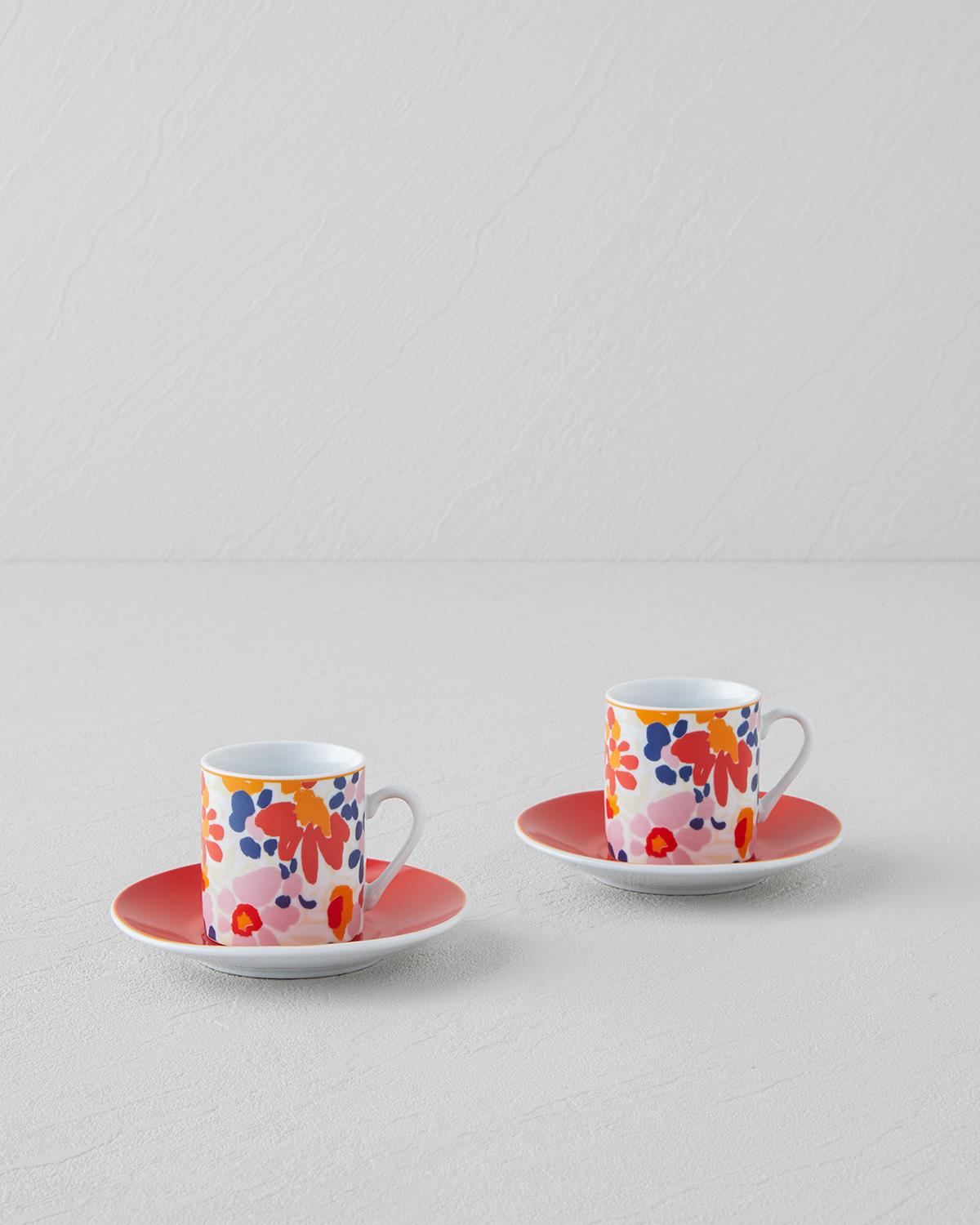 Fabele Porselen 4 Parça 2 Kişilik Kahve Fincan Takımı 80 ml Renkli