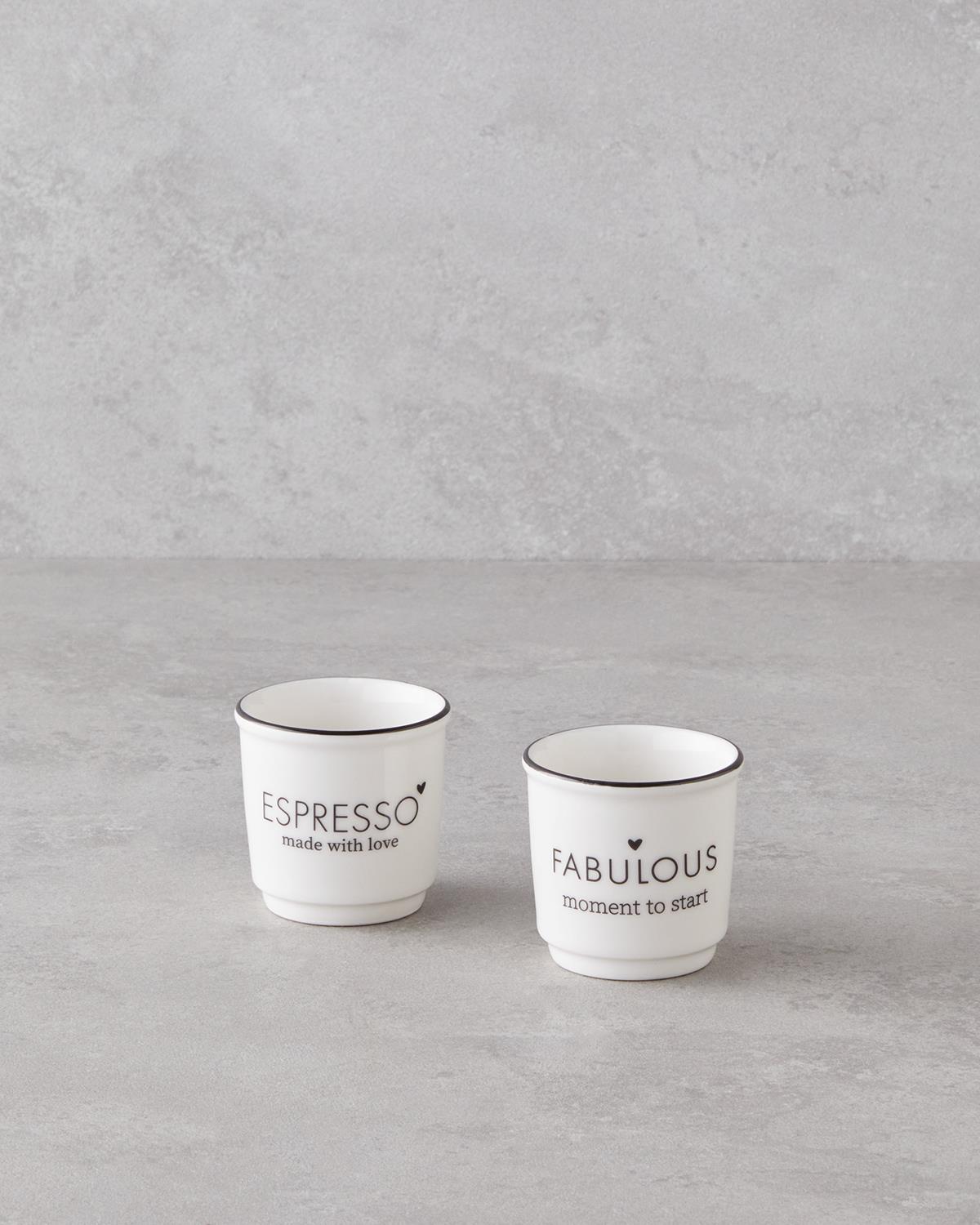 Fabulous Bone Porselen 2’li Espresso Fincan 90 ml Beyaz