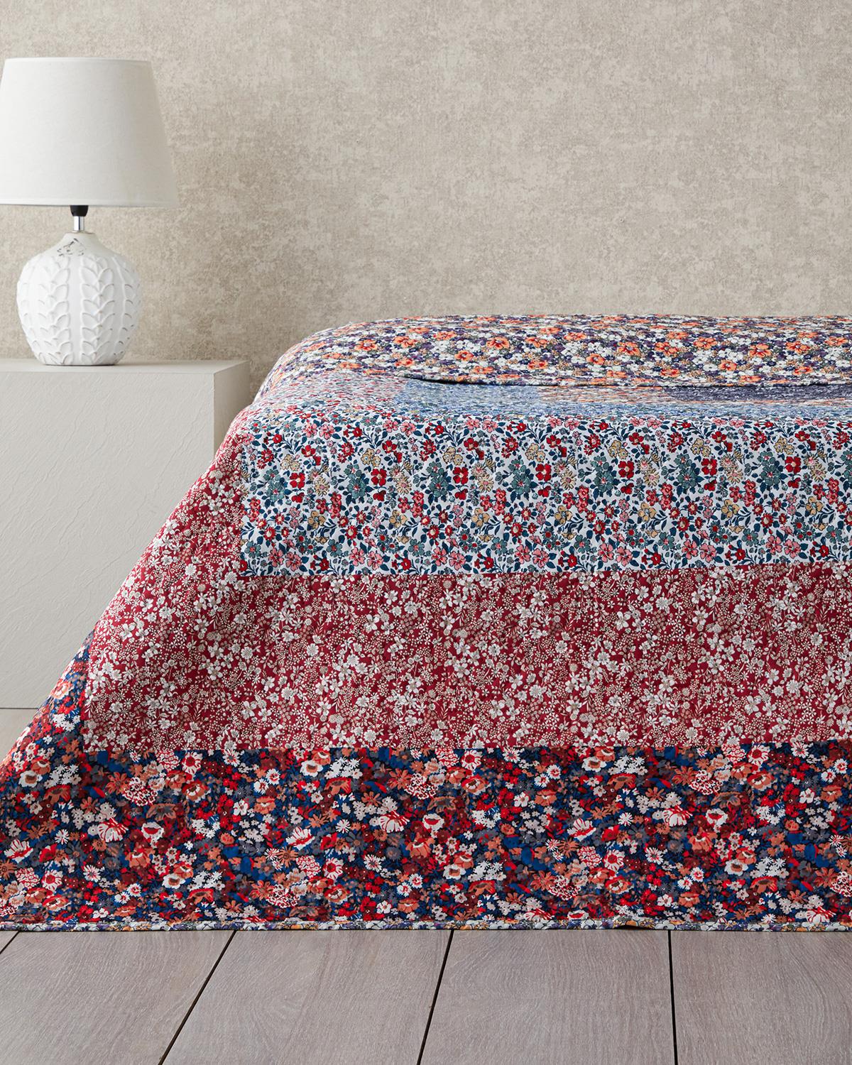 Fanciful Patchwork King Size Çok Amaçlı Örtü 240x220 cm Bordo