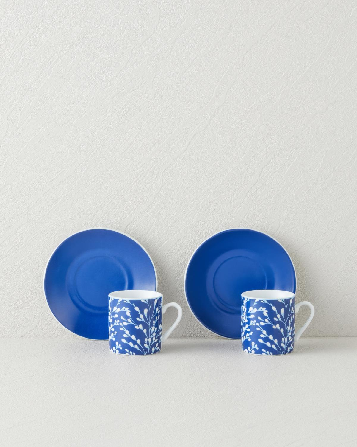 Fawn Porselen 4 Parça 2 Kişilik Kahve Fincan Takımı 80 ml Koyu Mavi