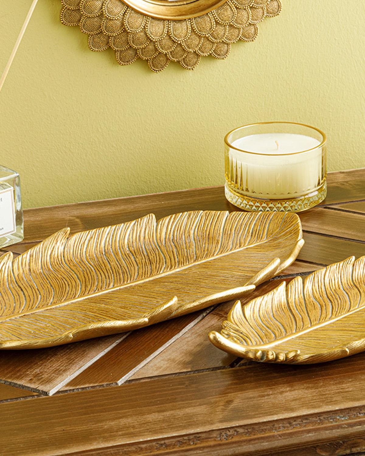 Feathers Dekoratif Tabak 11.5x25x2.6cm Gold