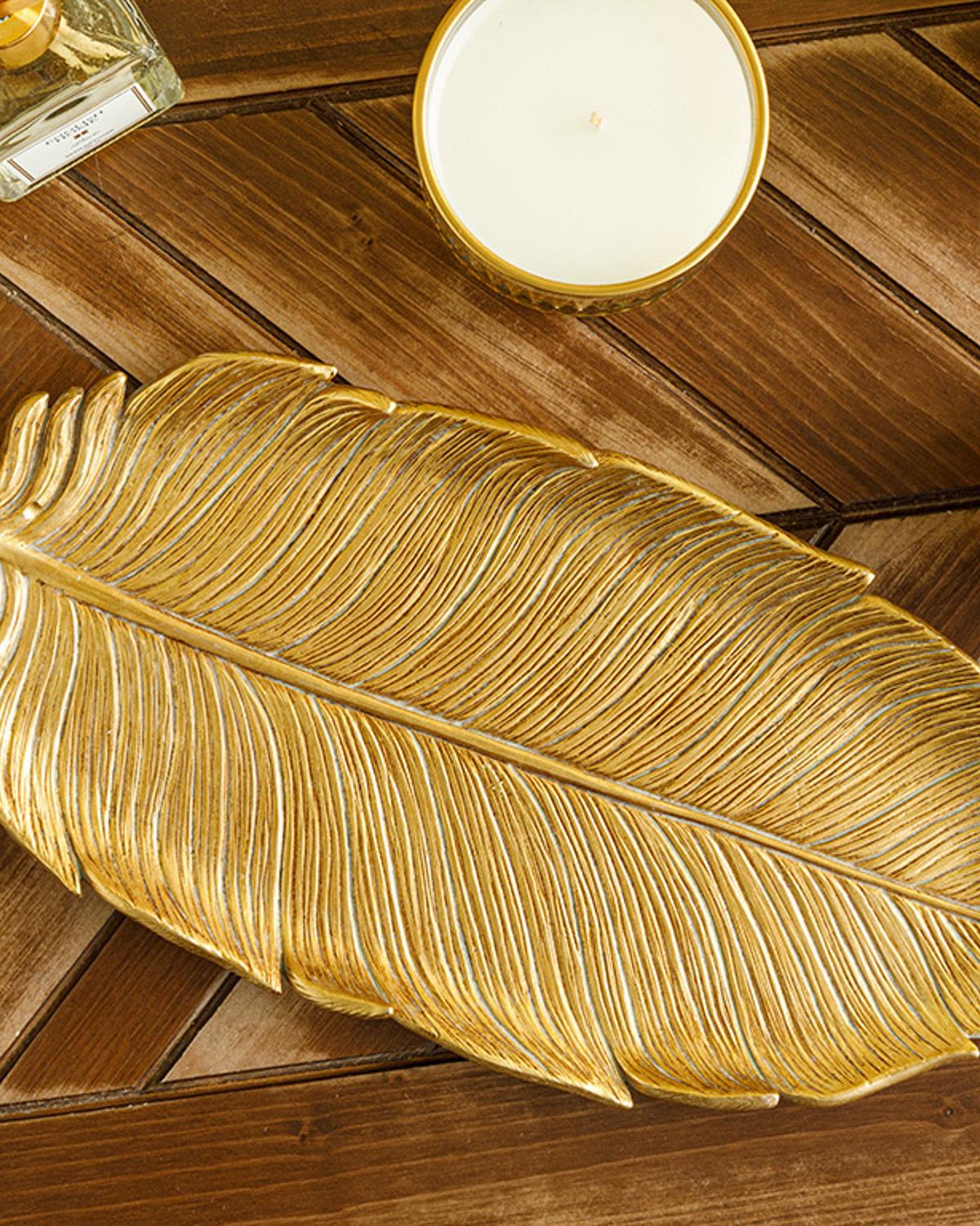 Feathers Dekoratif Tabak 11.5x25x2.6cm Gold