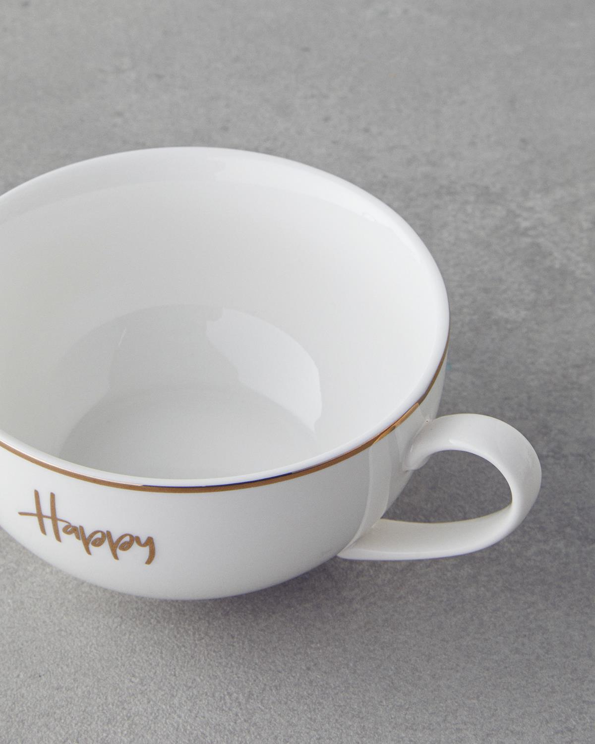 Feel Happy New Bone China Demlik Seti 400 ml Beyaz