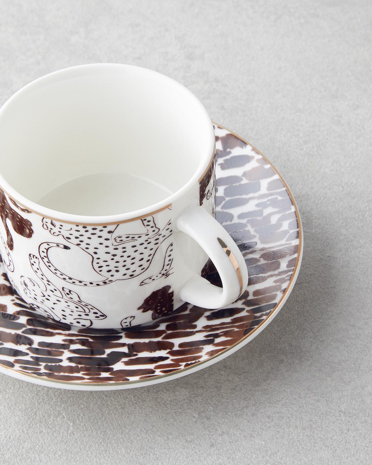 Feline New Bone China 4 Parça 2 Kişilik Kahve Fincan Takımı 100 ml Kahverengi