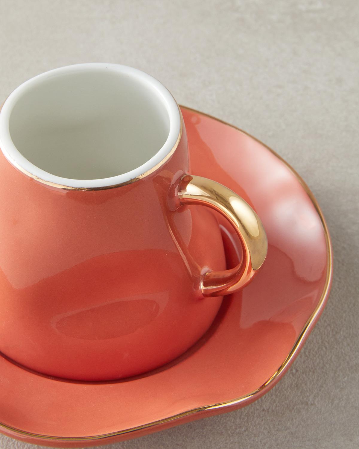 Felix New Bone China Kahve Fincan Takımı 4 Parça 2 Kişilik Terracotta