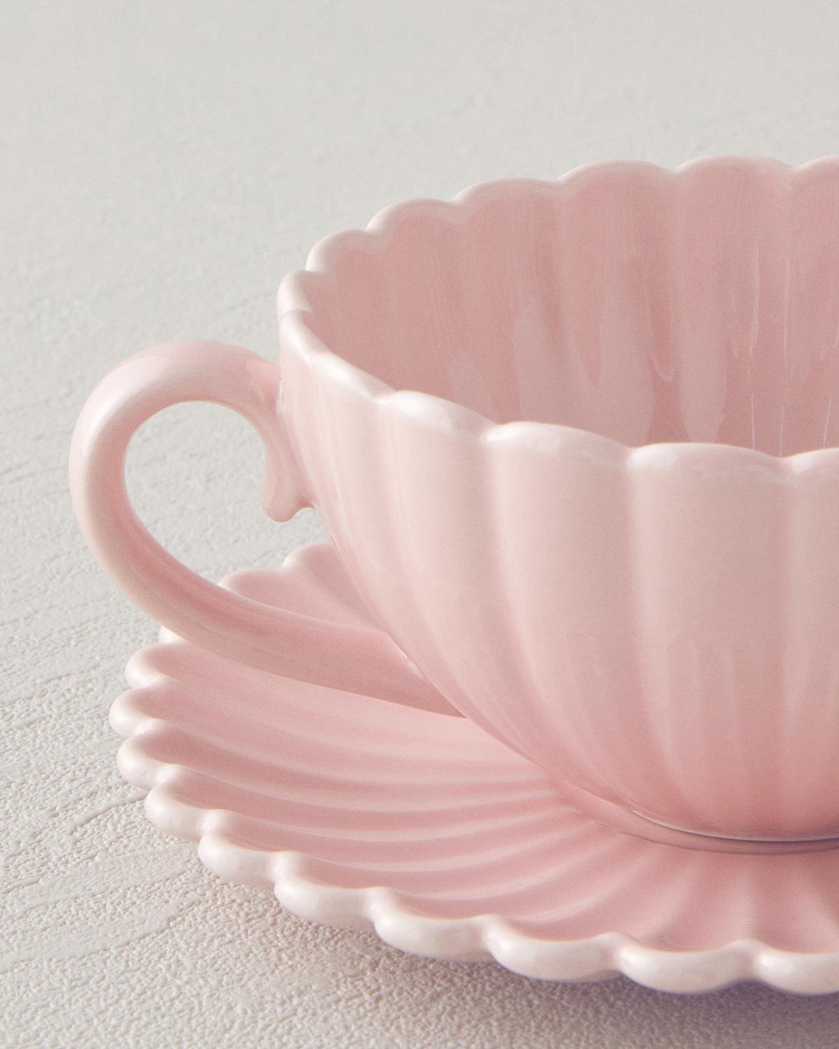 Fiore New Bone China Çay Fincanı Takımı Pudra