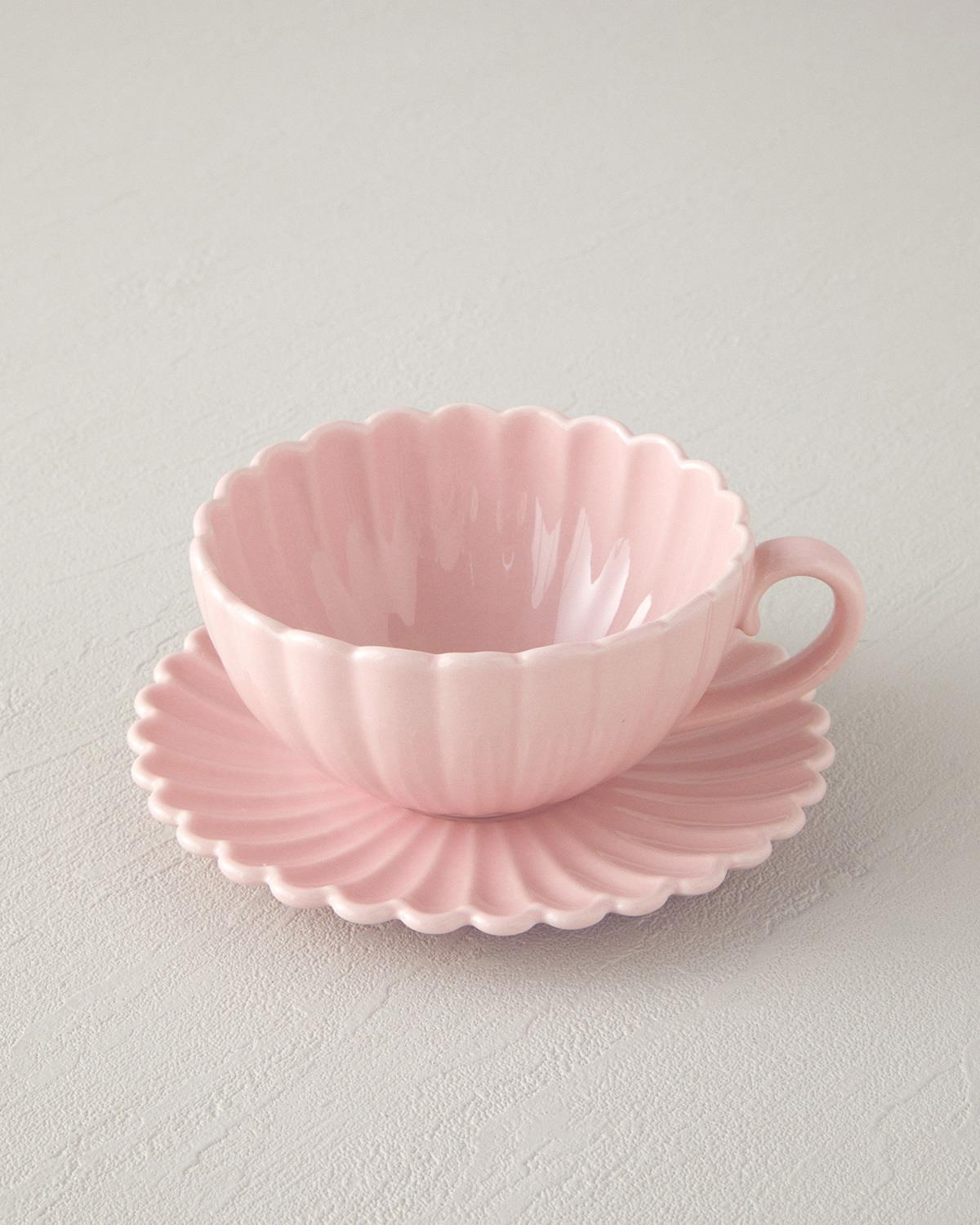 Fiore New Bone China Çay Fincanı Takımı Pudra
