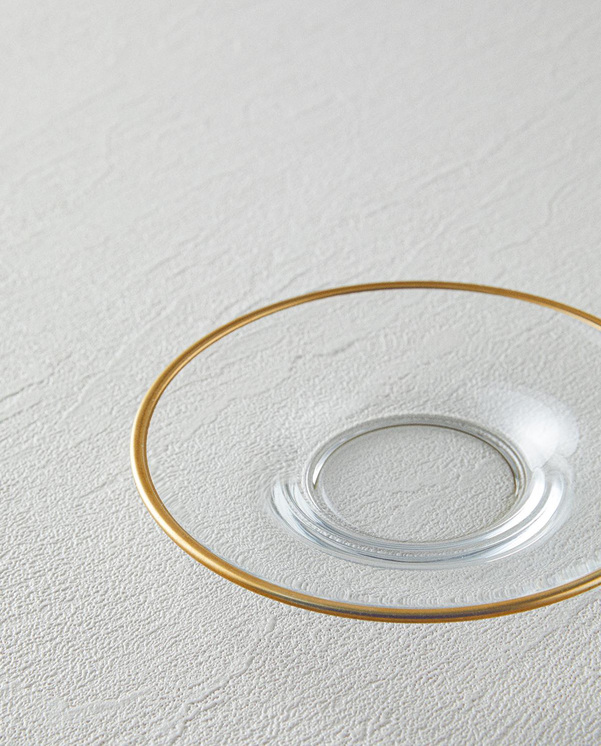 Fitted 6'lı Cam Çay Tabağı Gold