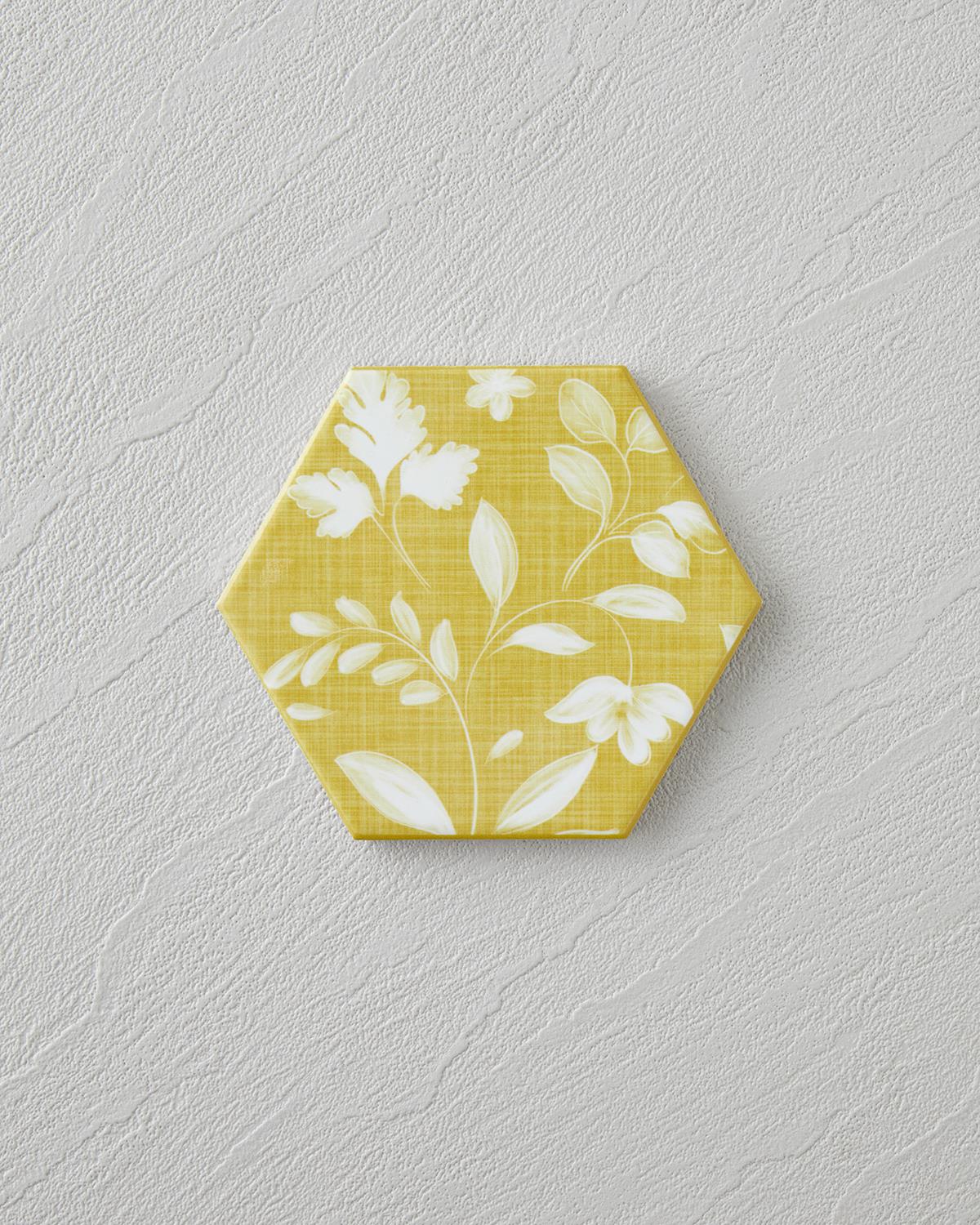 Flaria Seramik Bardak Altlığı 10.8x0.8 cm Beyaz - Sarı