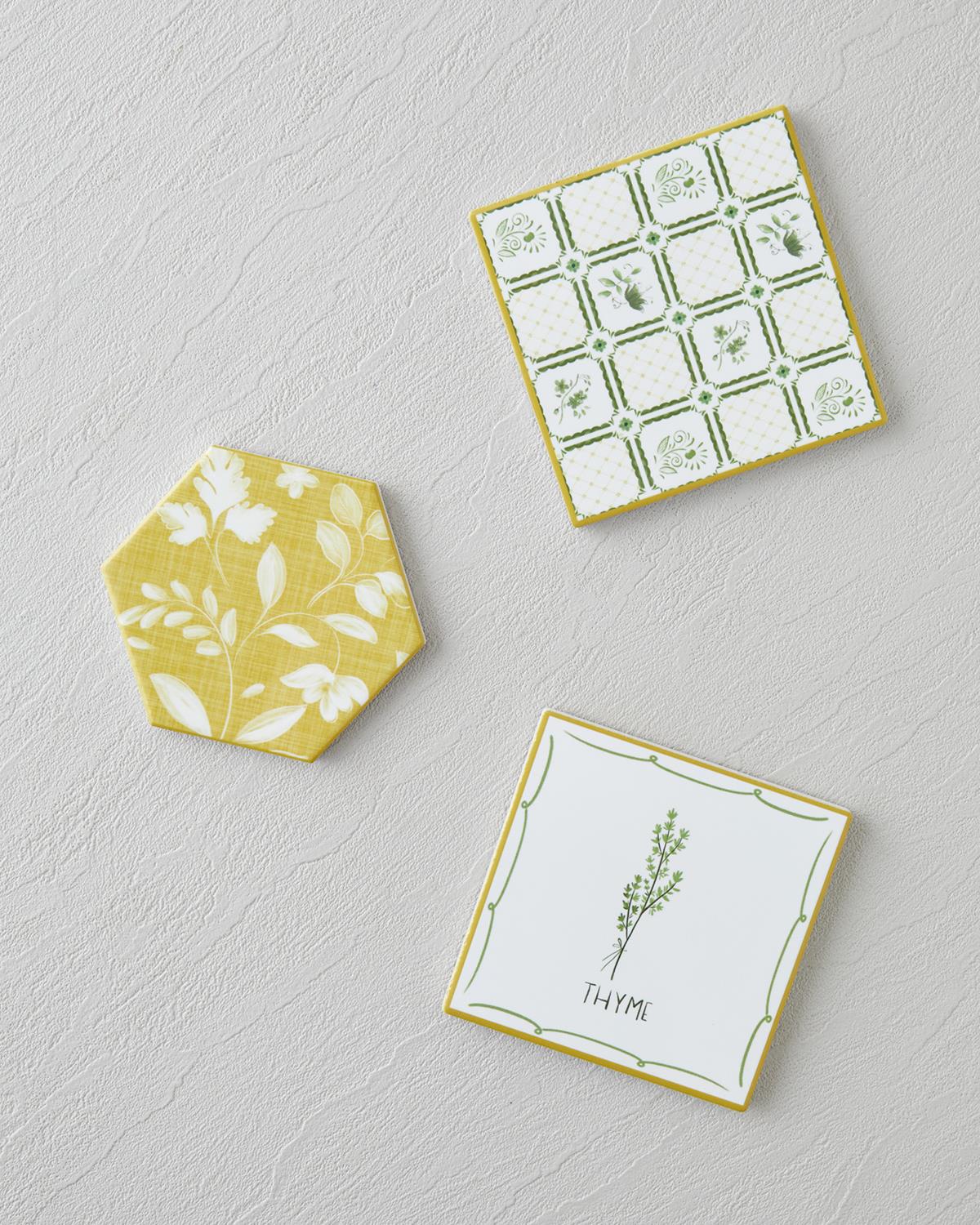 Flaria Seramik Bardak Altlığı 10.8x0.8 cm Beyaz - Sarı