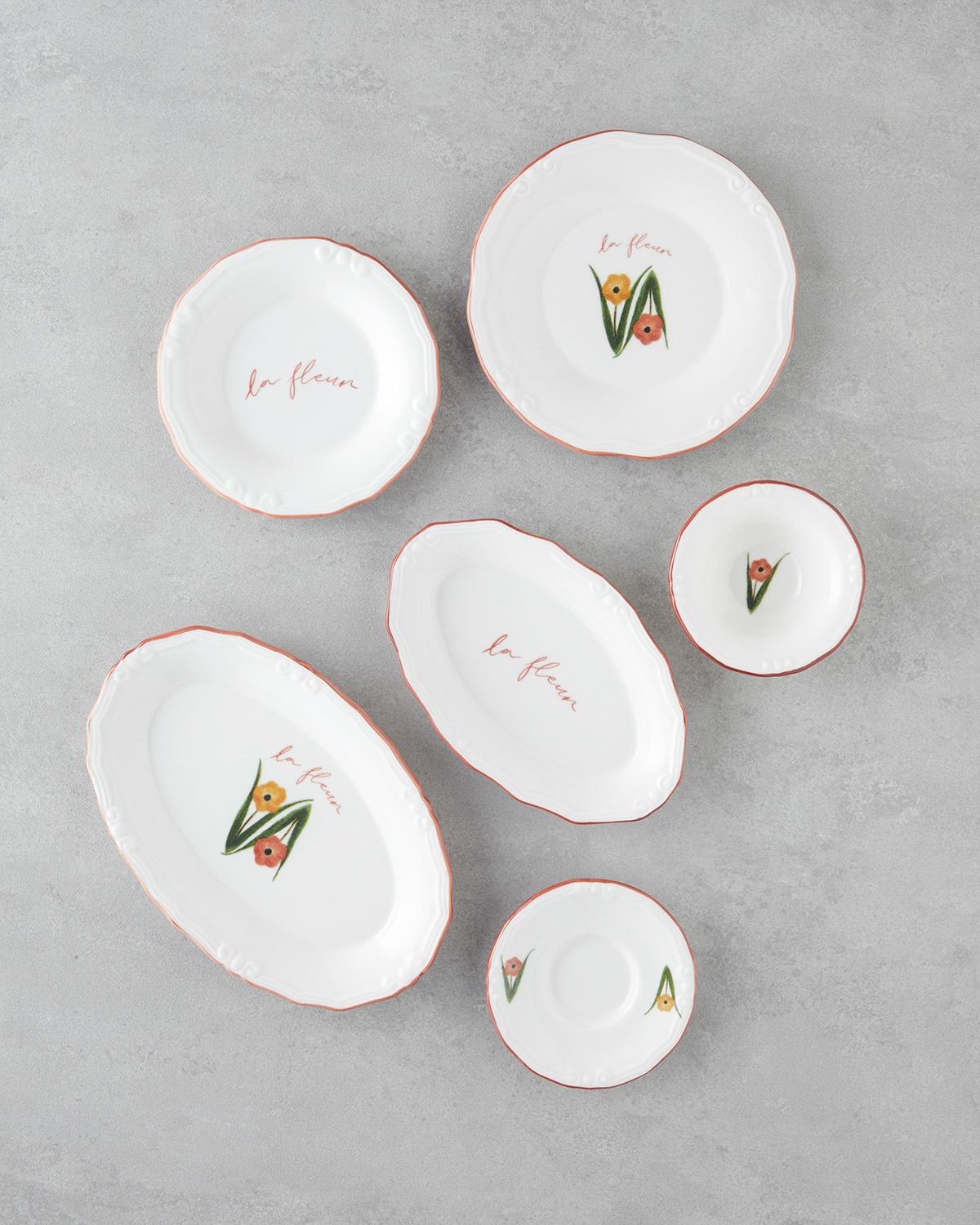 Fleur Porselen Kahvaltı Takımı 20 Parça 6 Kişilik Renkli