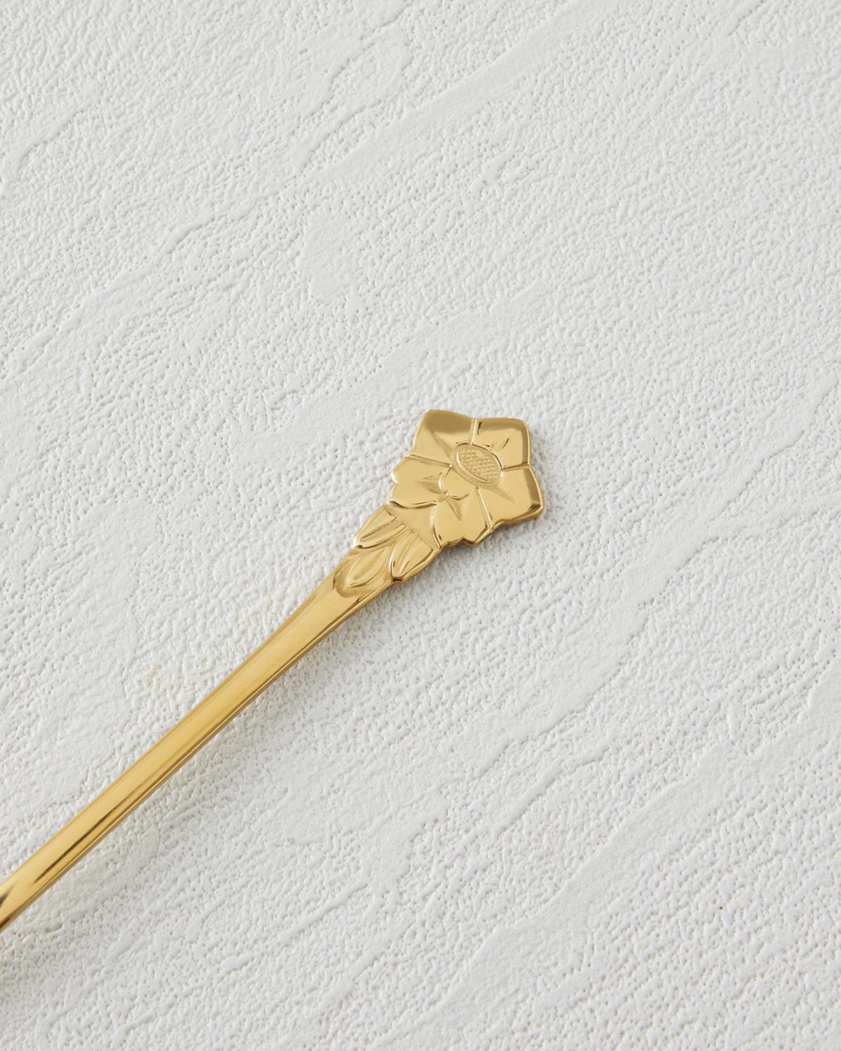 Flora Paslanmaz Çelik Kokteyl Çatalı 4 Parça Gold