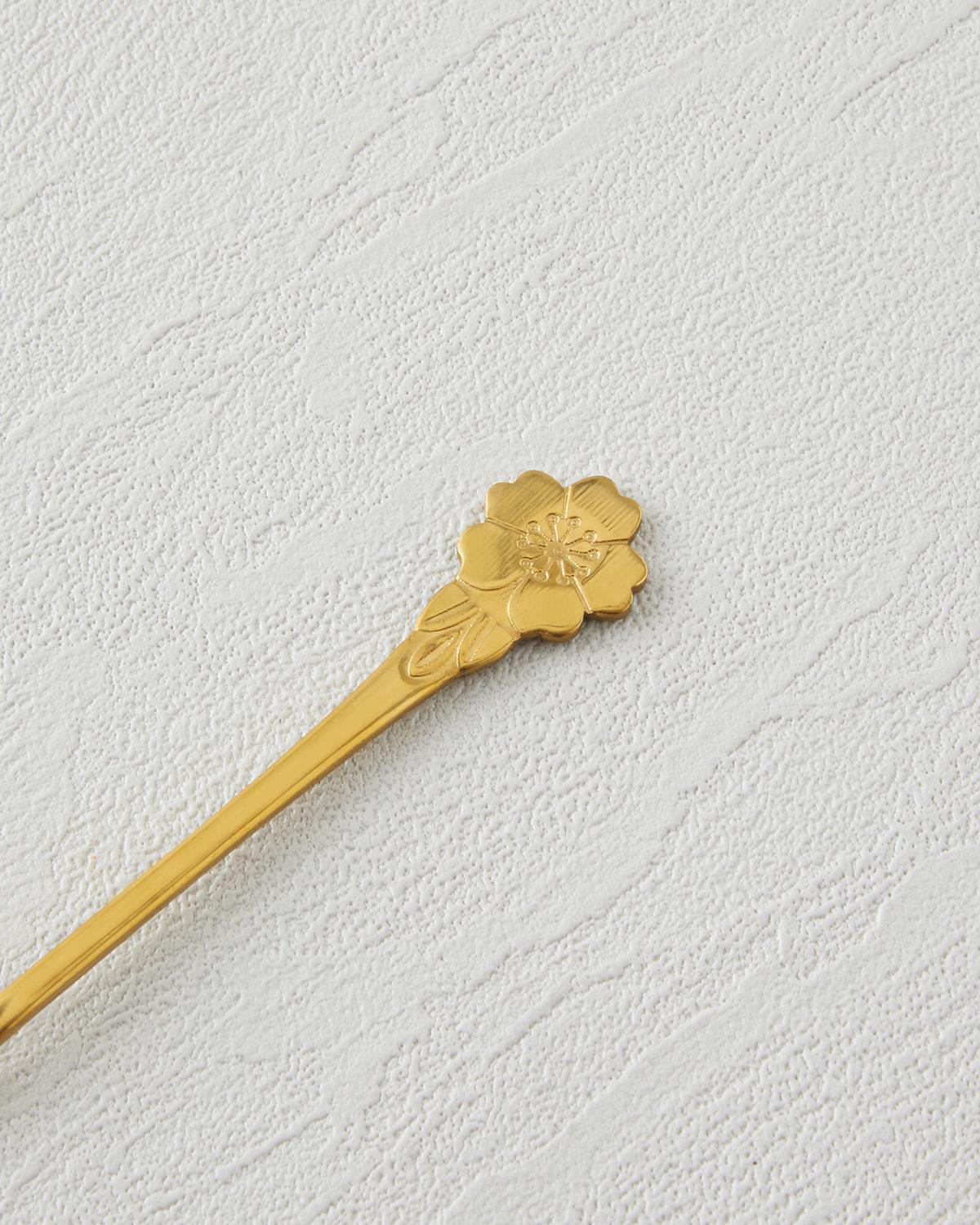 Flora Paslanmaz Çelik Kokteyl Çatalı 4 Parça Gold