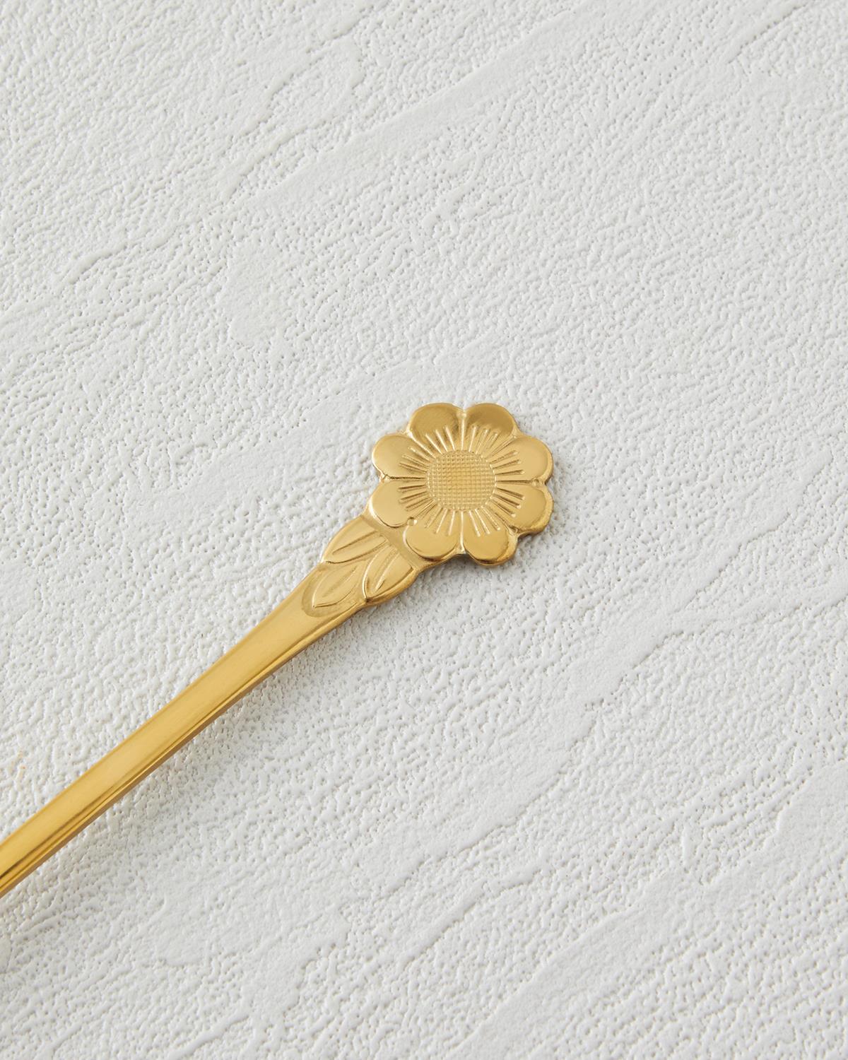 Flora Paslanmaz Çelik Kokteyl Çatalı 4 Parça Gold