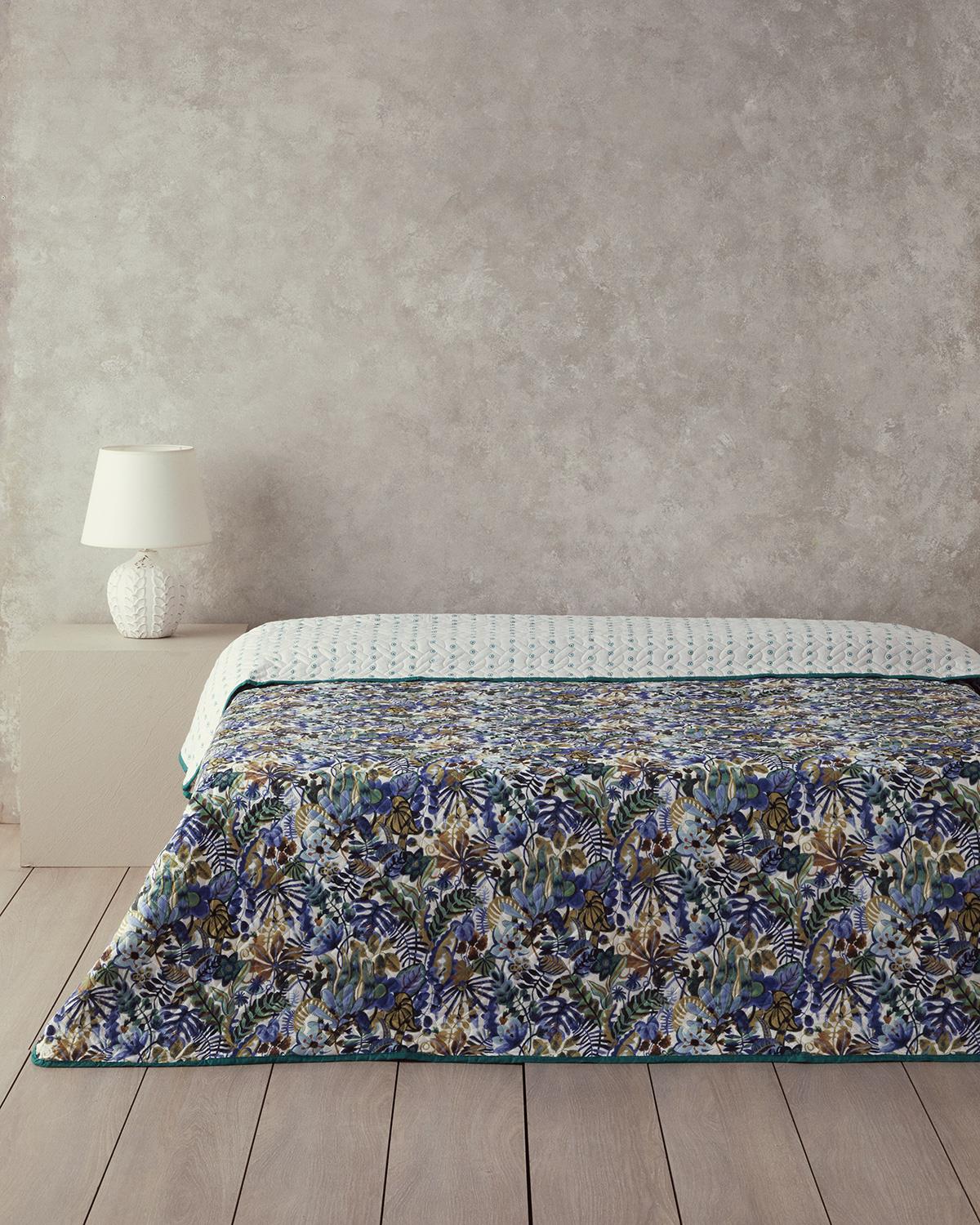 Floral Charm Tek Kişilik Çok Amaçlı Örtü Mavi