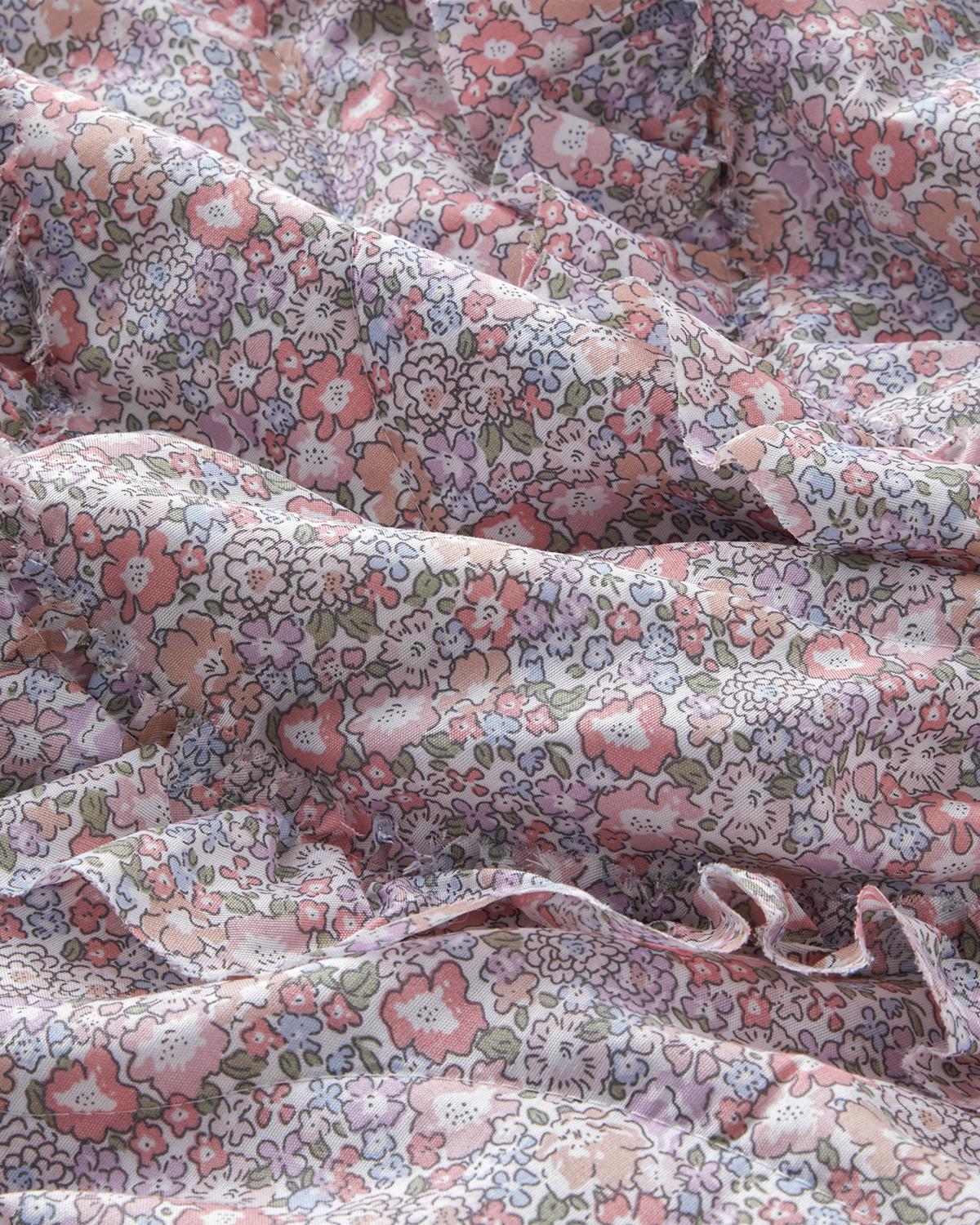Floral Euphoria Fırfırlı Çift Kişilik Yatak Örtüsü Takımı 200x220 cm Somon