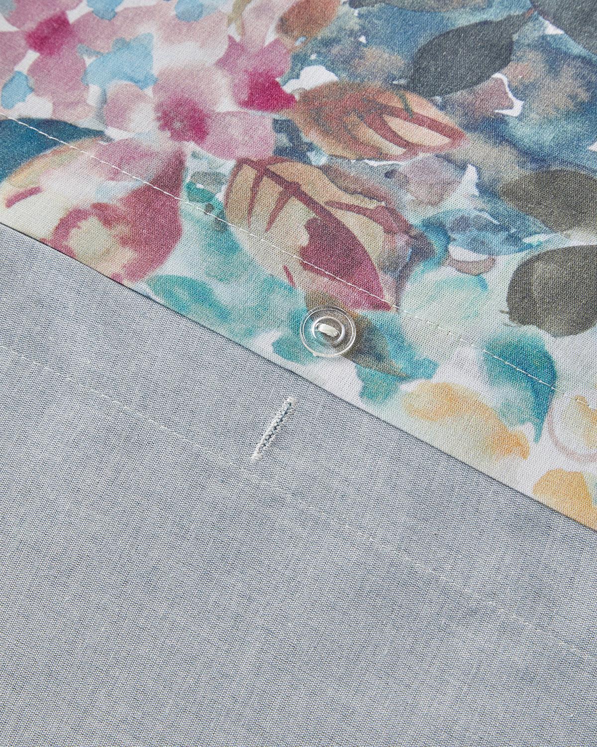 Floral Happiness Dijital Baskılı Soft Cotton Çift Kişilik Nevresim Takımı 200x220 cm Pembe - Mavi