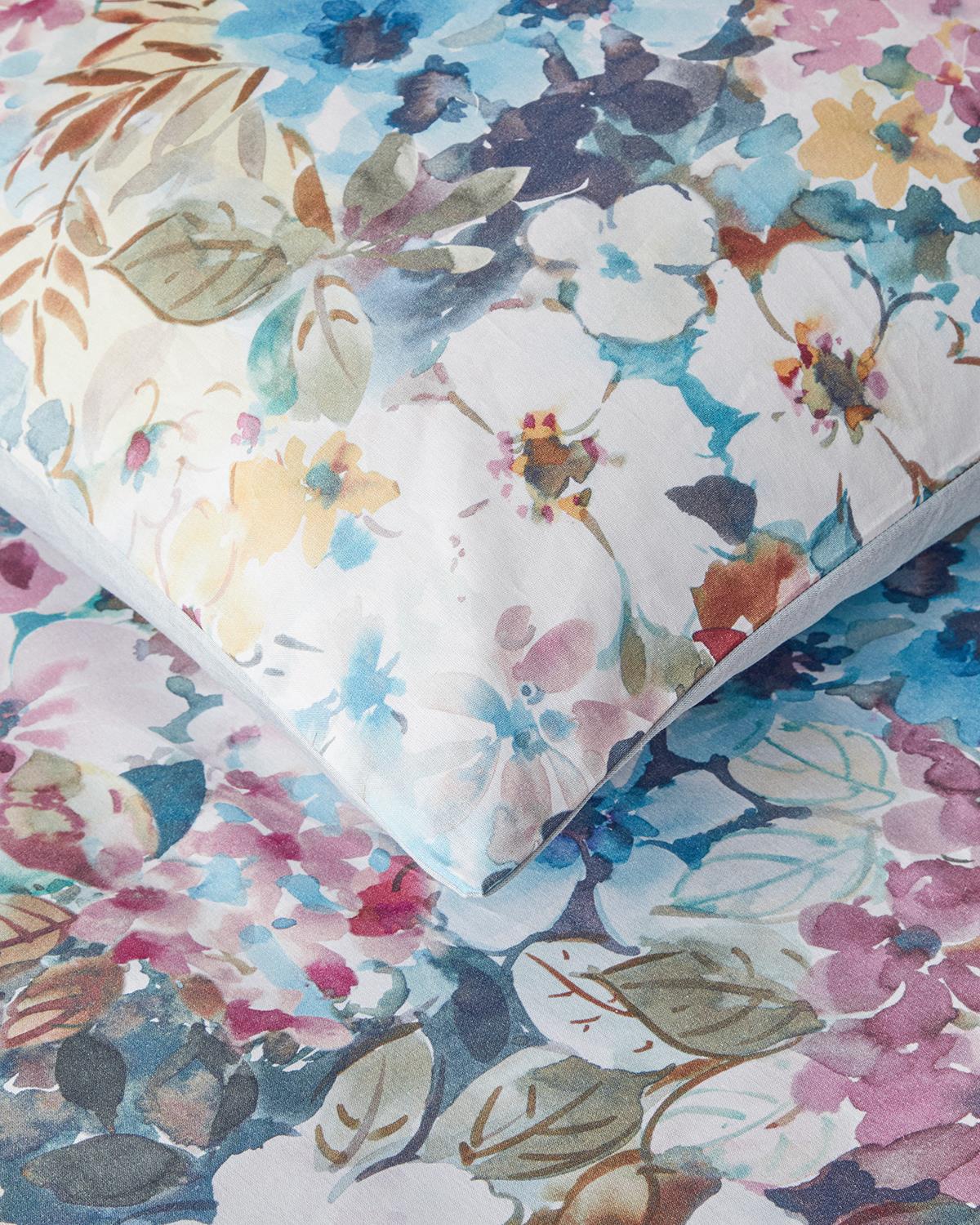 Floral Happiness Dijital Baskılı Soft Cotton Çift Kişilik Nevresim Takımı 200x220 cm Pembe - Mavi