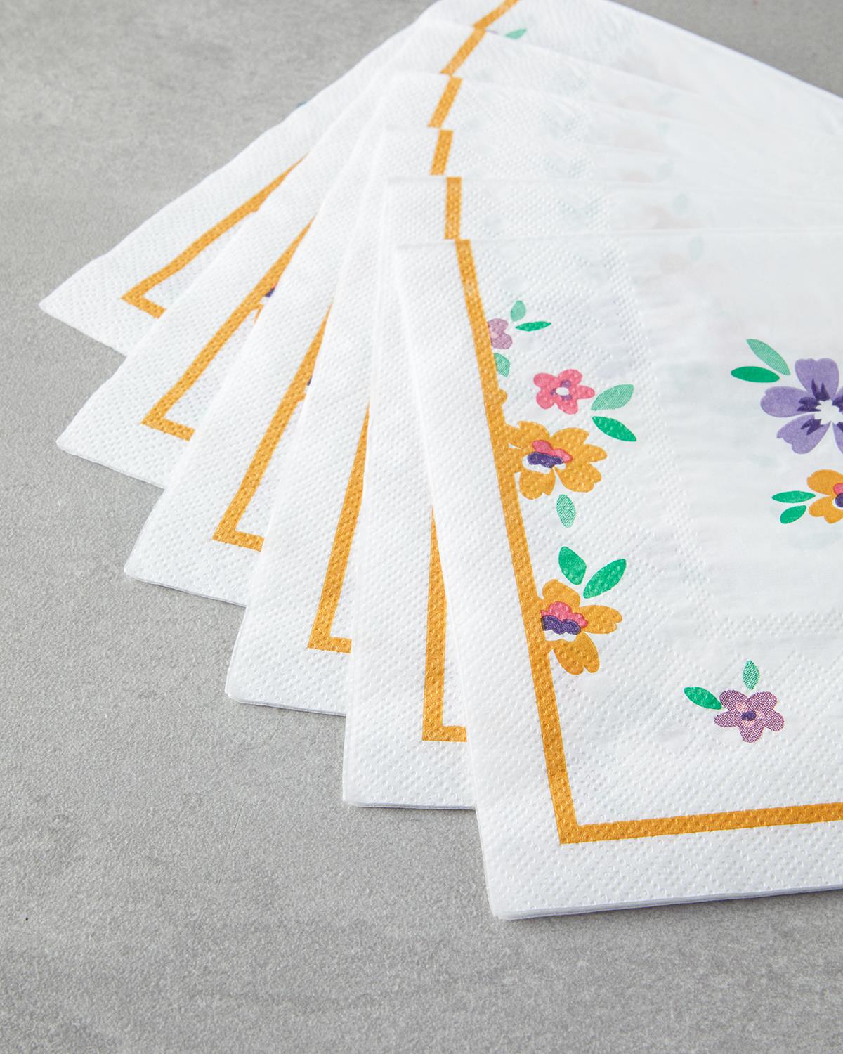 Floral Kağıt 20'li Kağıt Peçete 33x33 cm Beyaz