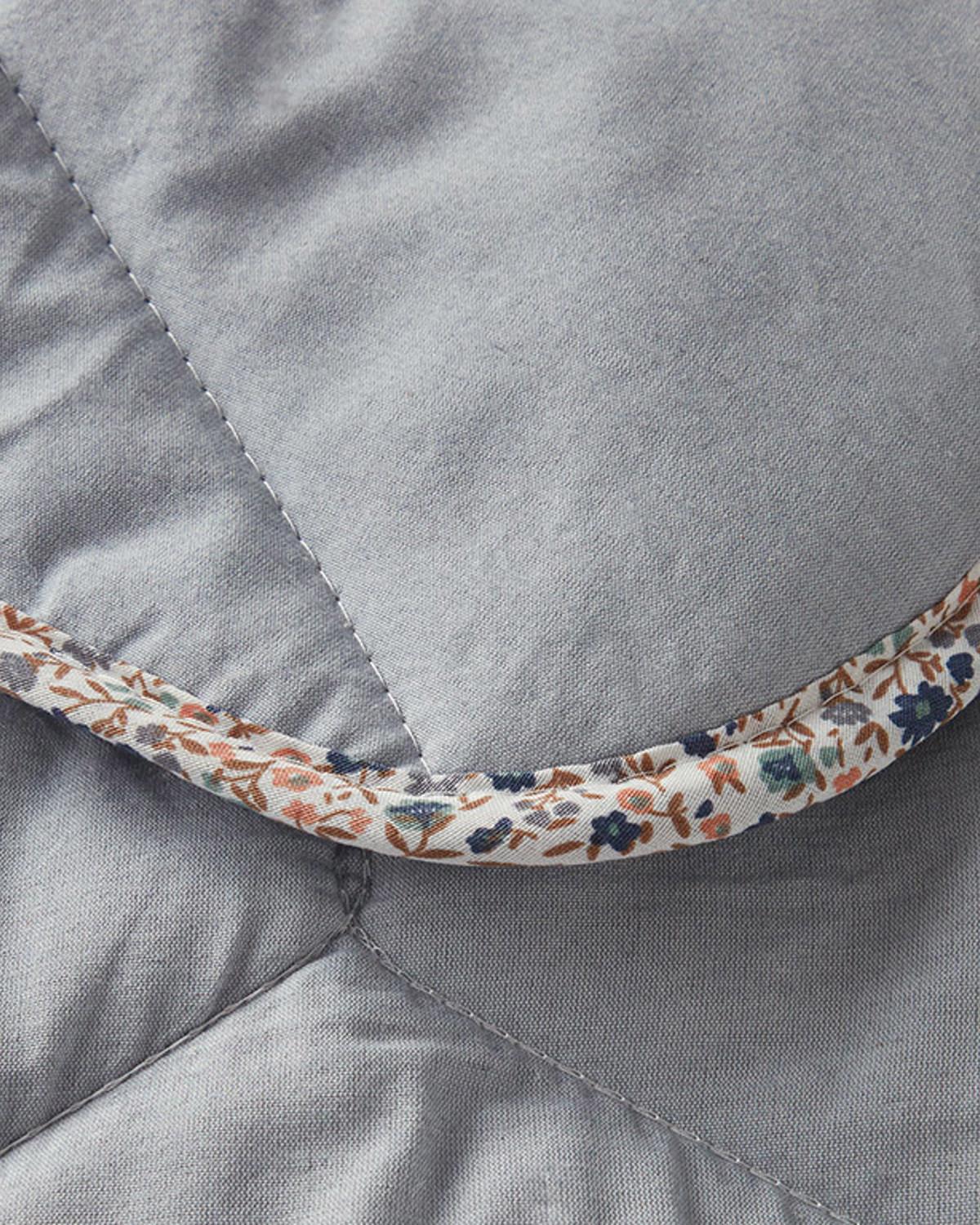 Floral Pamuk Polyester Tek Kişilik Uyku Seti Gri