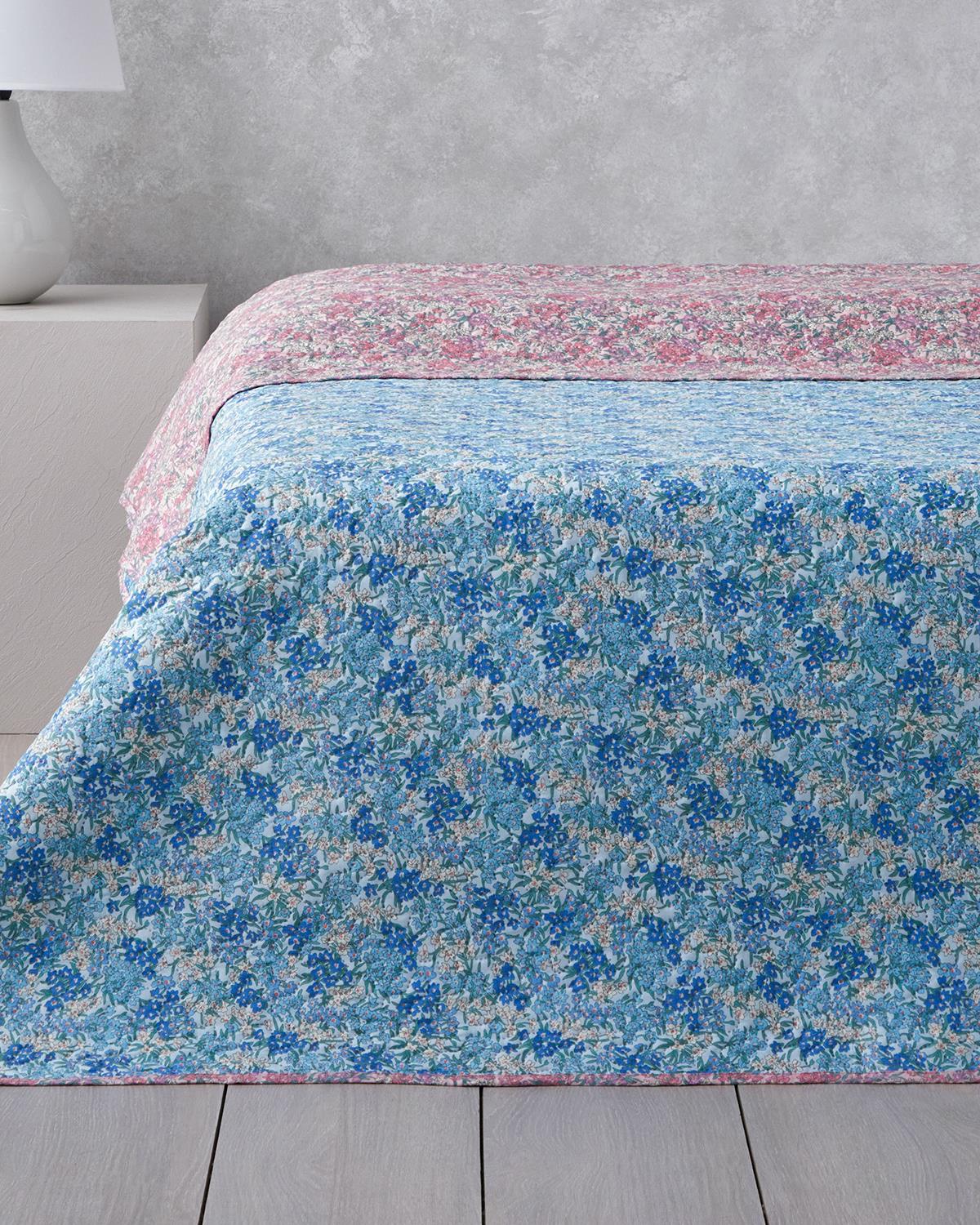Floral Twilight Çift Kişilik Çok Amaçlı Örtü 200x220 cm Mavi