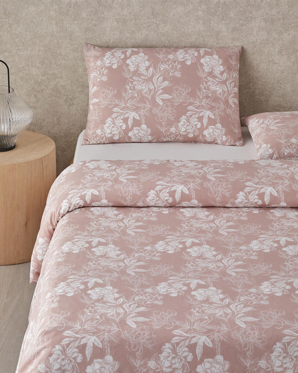 Floral Vine Kolay Ütülenir Çift Kişilik Nevresim Takımı 200x220 cm Pembe