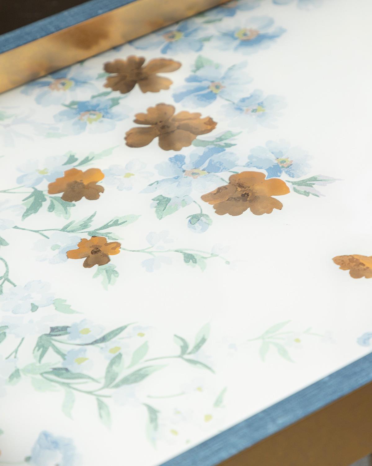 Floret Cam Dekoratif Tepsi Mavi