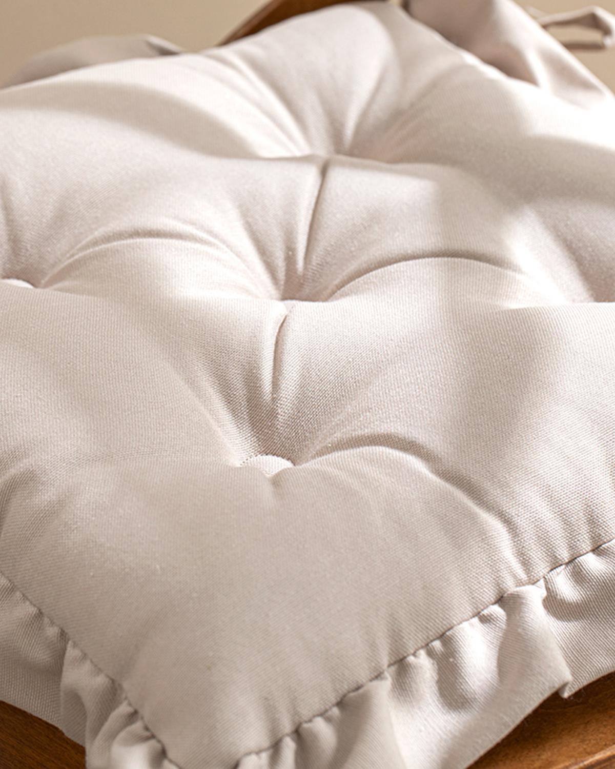 Flounce Pamuk Polyester Sandalye Minderi 45x45 cm Bej