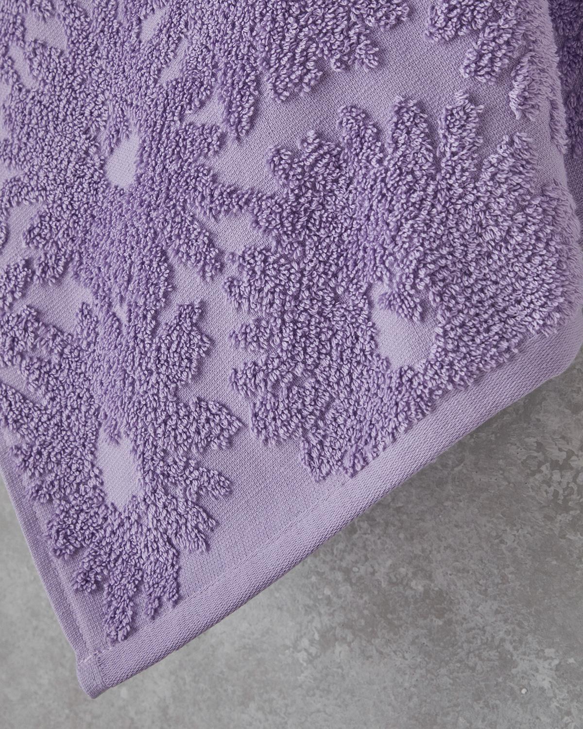 Flower Touch Pamuklu Jakarlı Yüz Havlusu 50x80 cm Lila