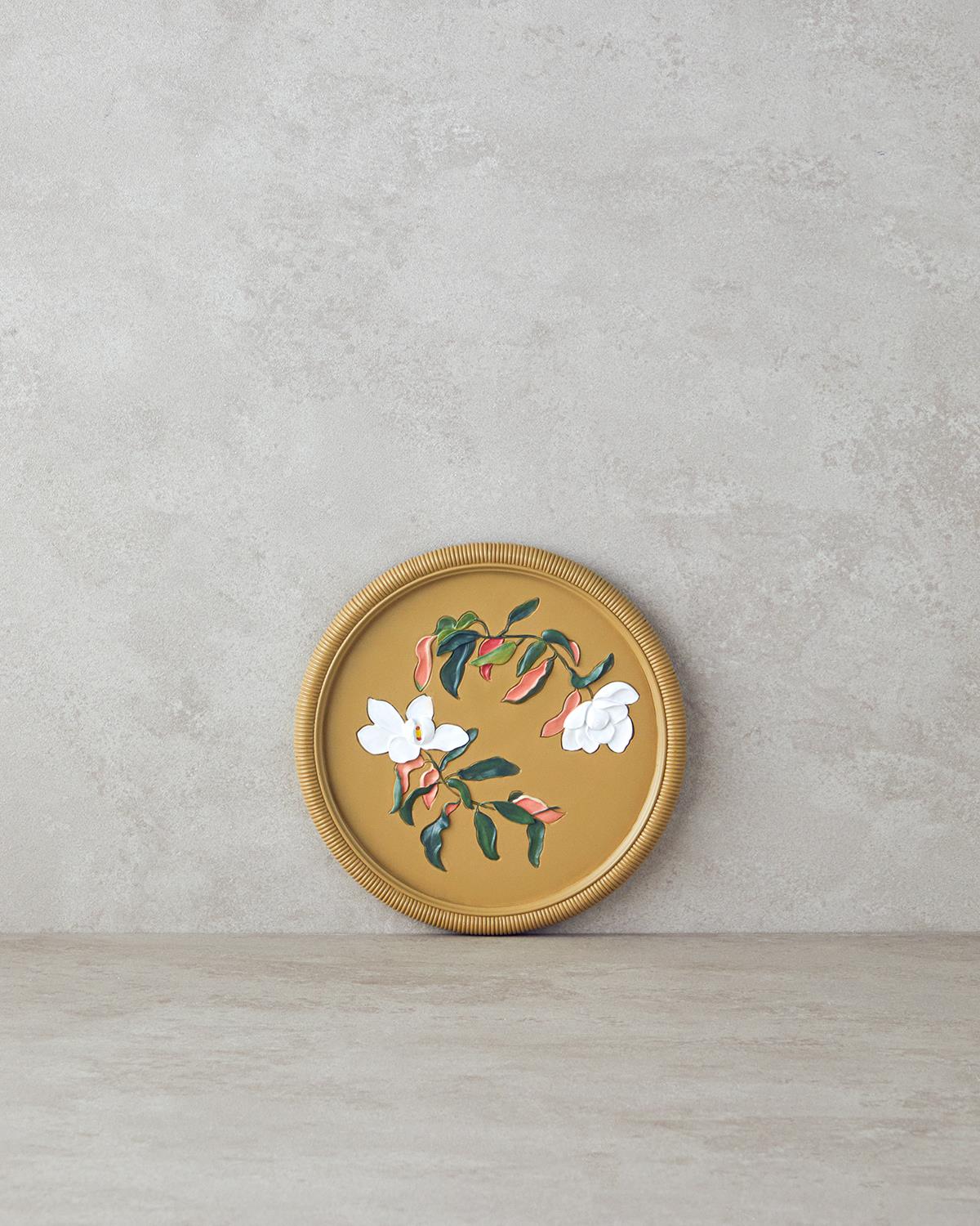 Flowers Polyresin Duvar Aksesuarı Bej