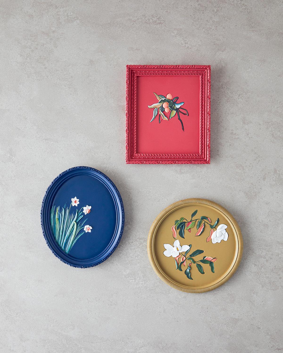 Flowers Polyresin Duvar Aksesuarı Bej