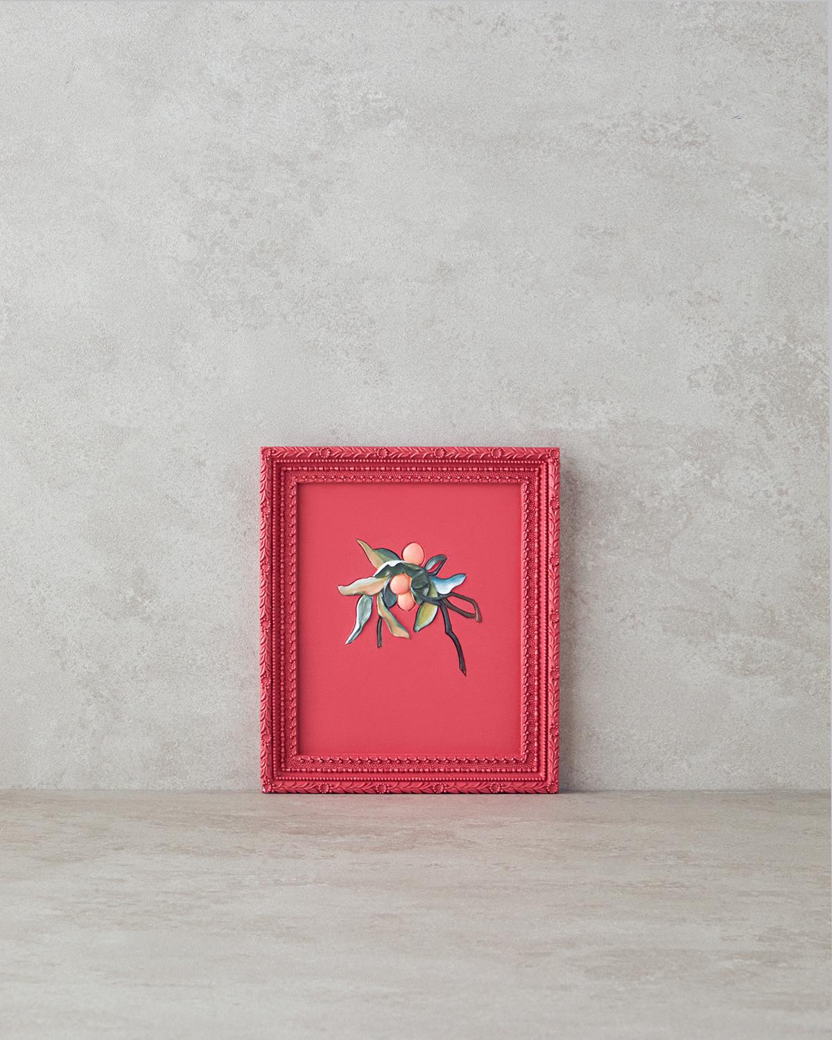 Flowers Polyresin Duvar Aksesuarı Kırmızı