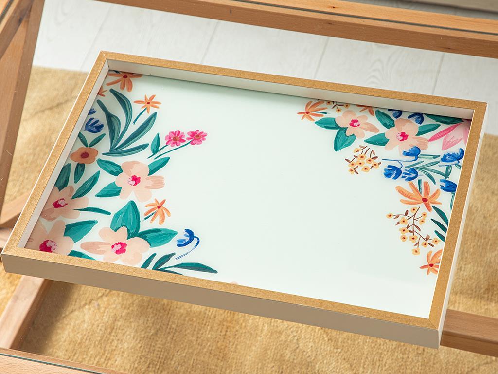 Flowertopia Dekoratif Tepsi Sarı