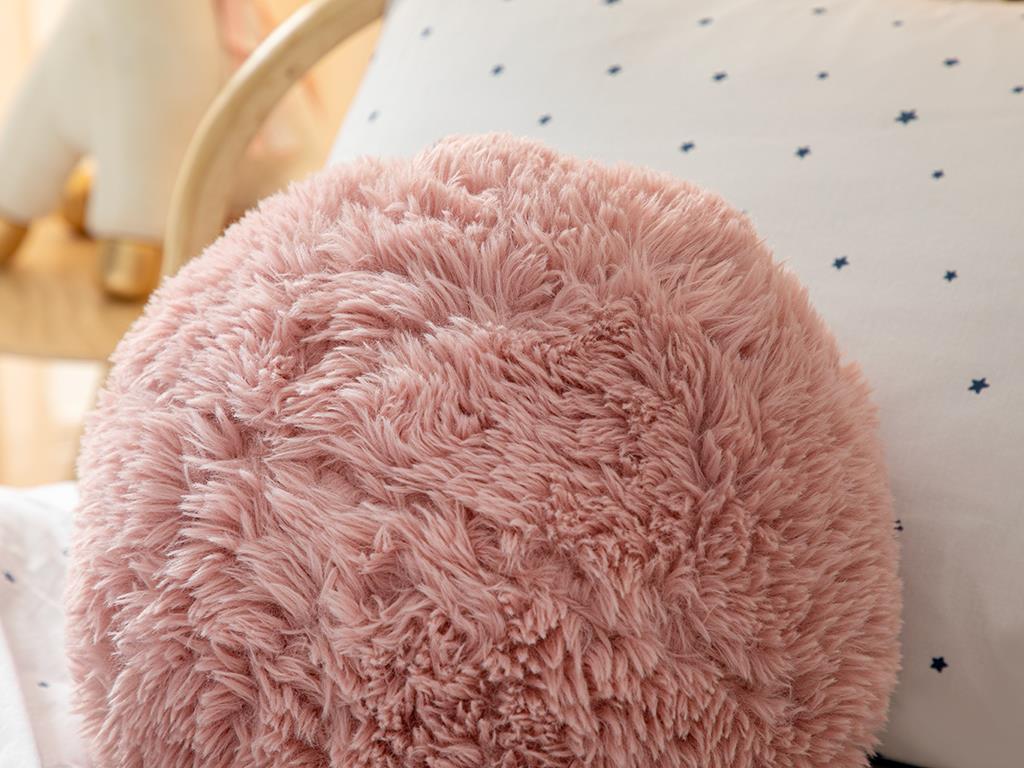 Fluffy Ball Bebe Dekoratif Kırlent Pembe