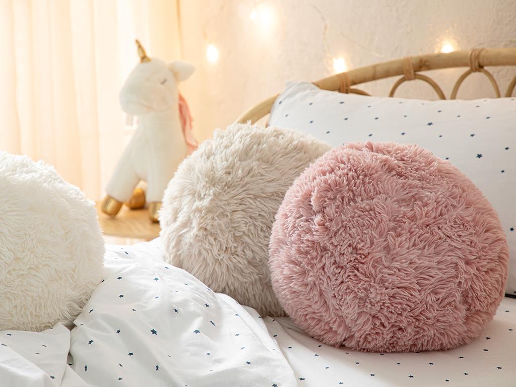 Fluffy Ball Bebe Dekoratif Kırlent Pembe