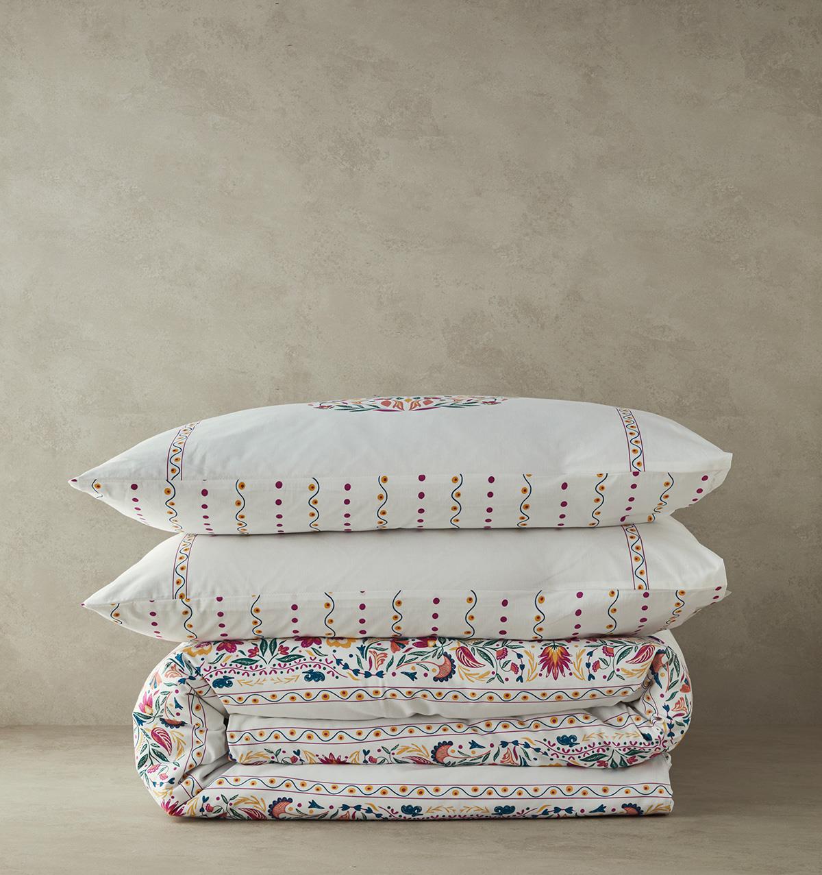 Folk Blossom King Size Nevresim Seti Fuşya