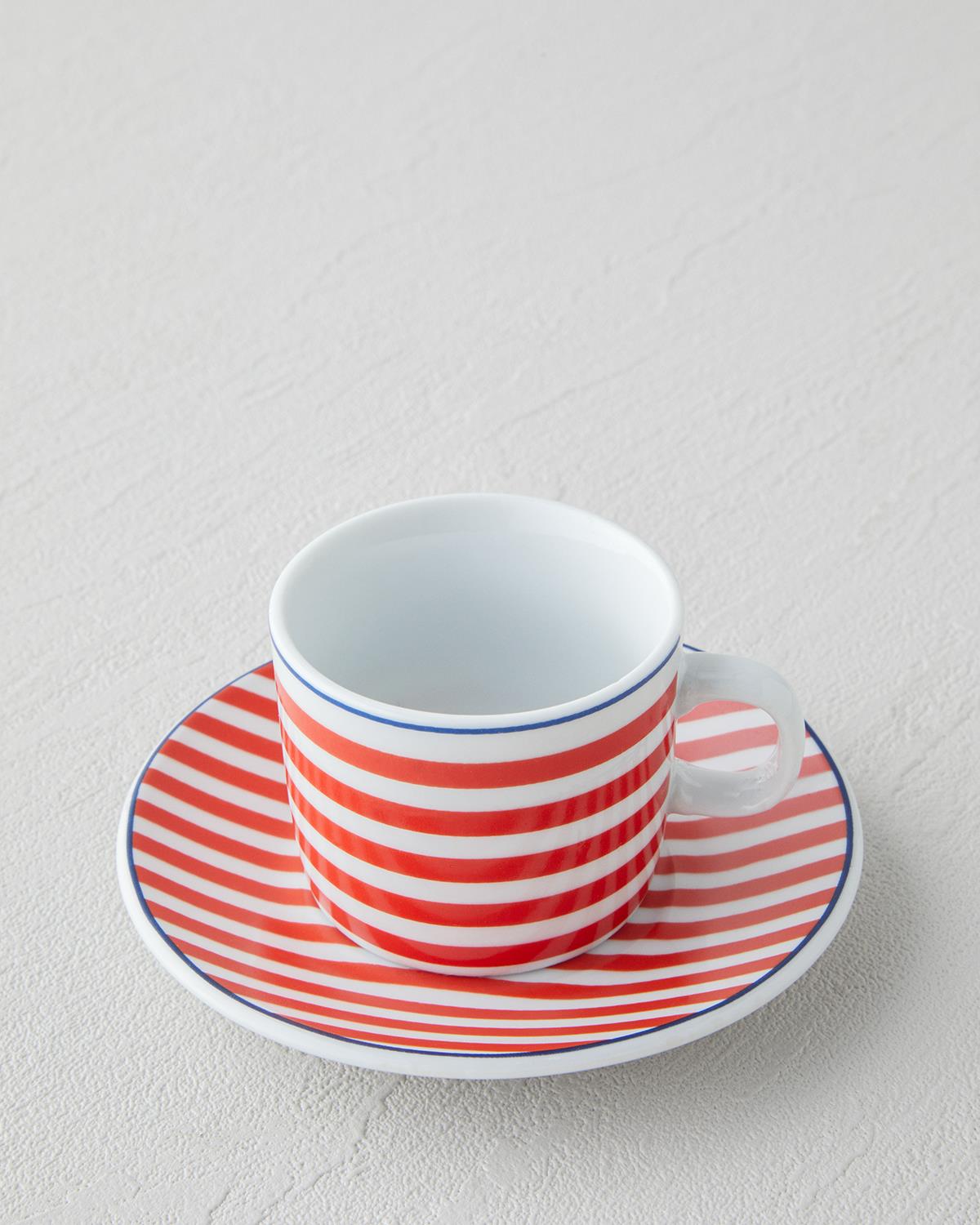 Fresco Porselen 4 Parça 2 Kişilik Kahve Fincan Takımı 80 ml Kırmızı - Beyaz