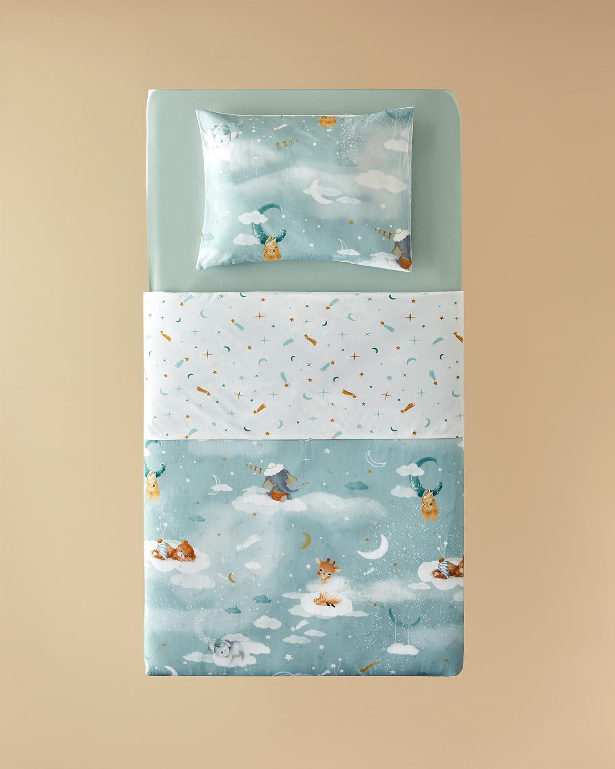 Funny Animals Pamuklu Bebe Nevresim Takımı 100x150 cm Yeşil