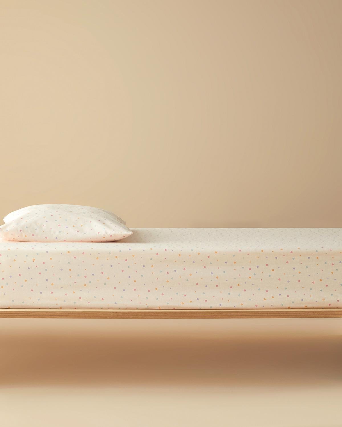 Funny Dots Pamuklu Bebe Las. Çarşaf Tkm 70x140 cm Pudra