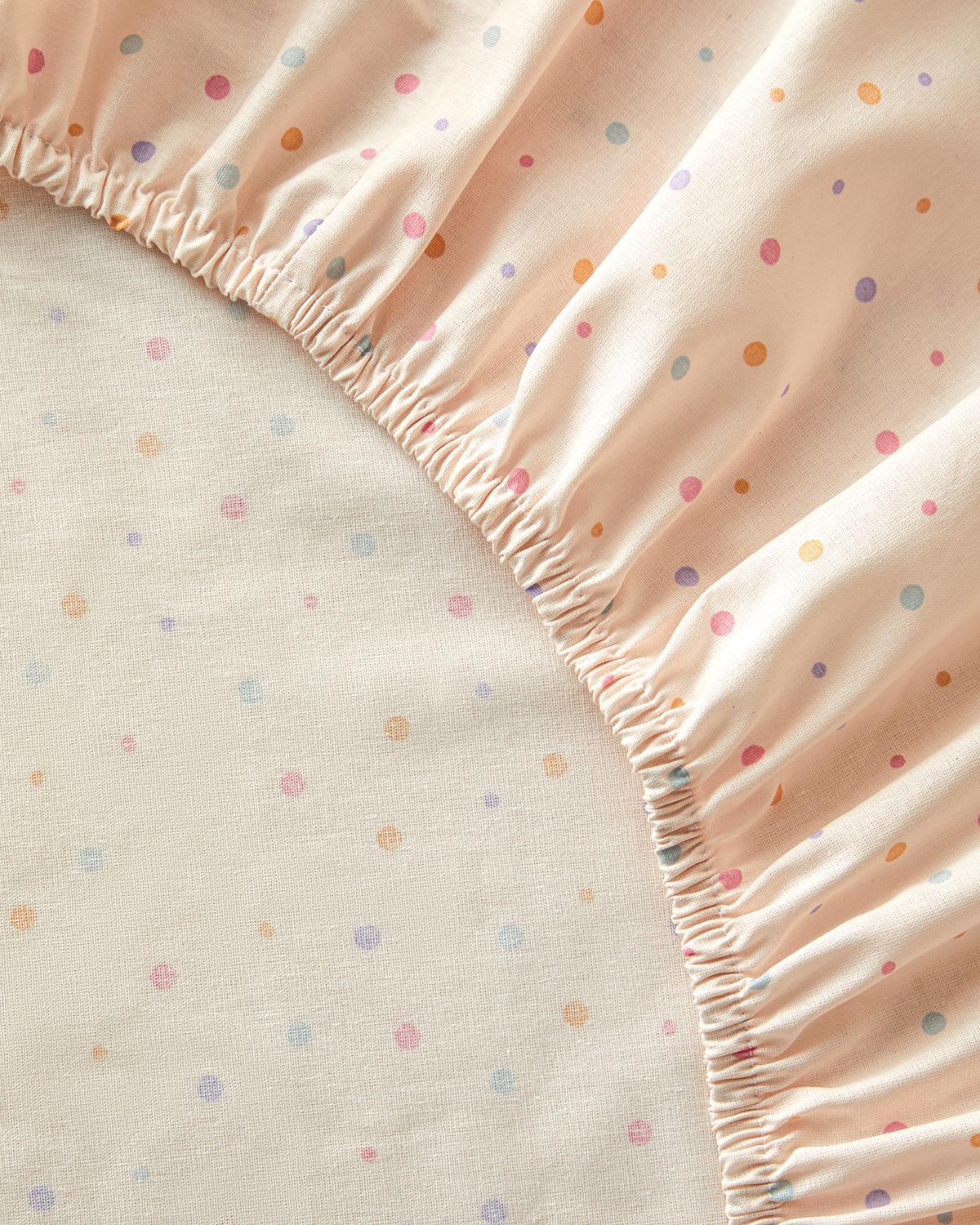 Funny Dots Pamuklu Bebe Las. Çarşaf Tkm 70x140 cm Pudra