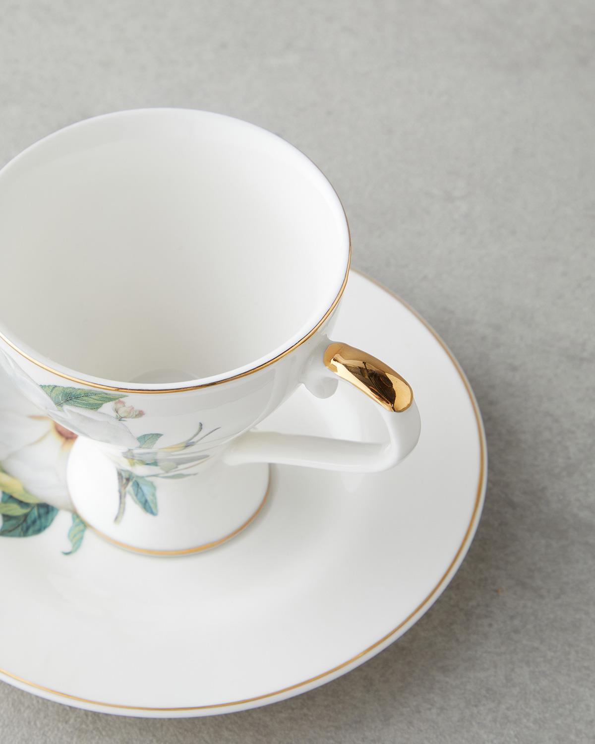 Garden Lovely New Bone China 4 Parça 2 Kişilik Kahve Fincan Takımı 90 ml Yeşil-Beyaz