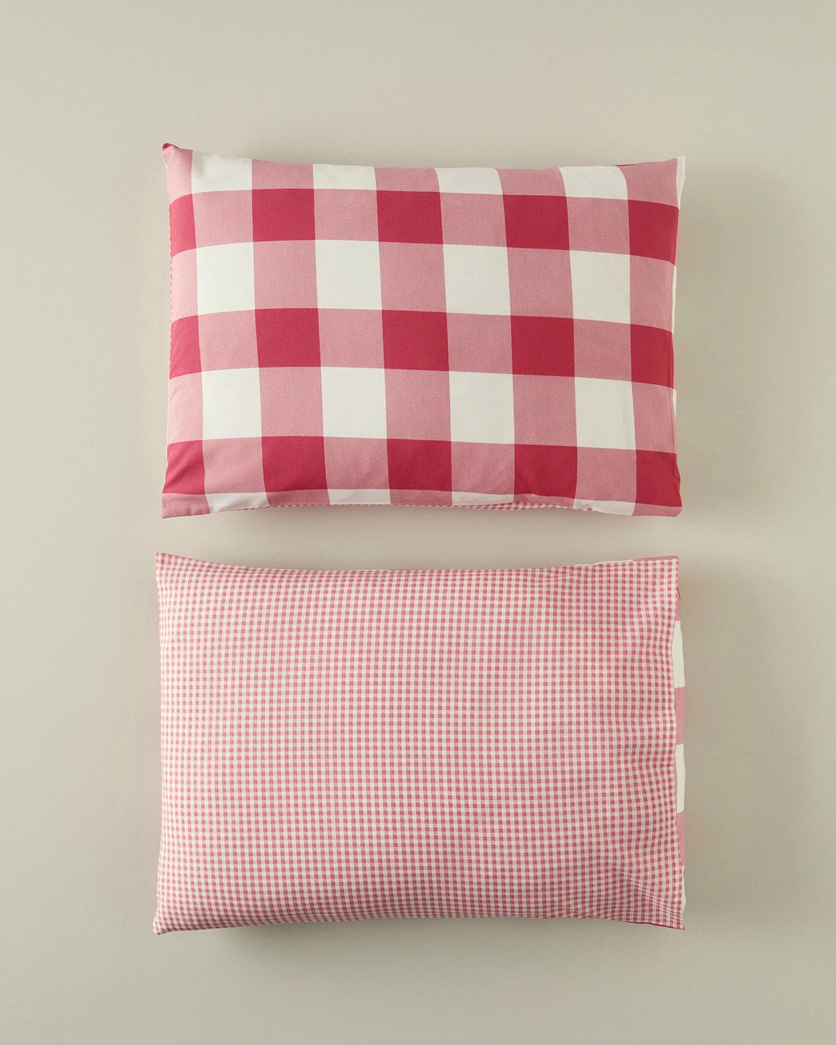 Gingham 2'Li Yastık Kılıfı Pembe