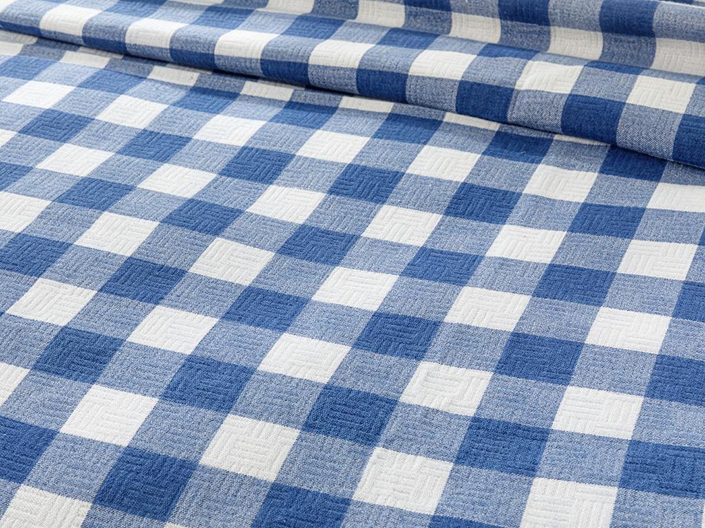 Gingham Baskılı Tek Kişilik Pike Lacivert