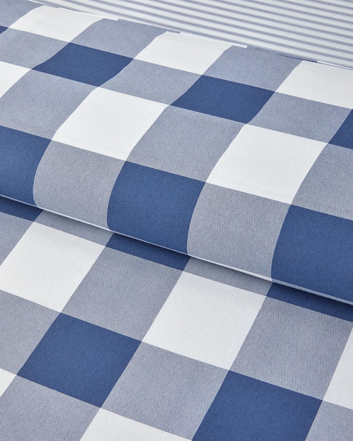 Gingham Tek Kişilik Nevresim Takımı Lacivert